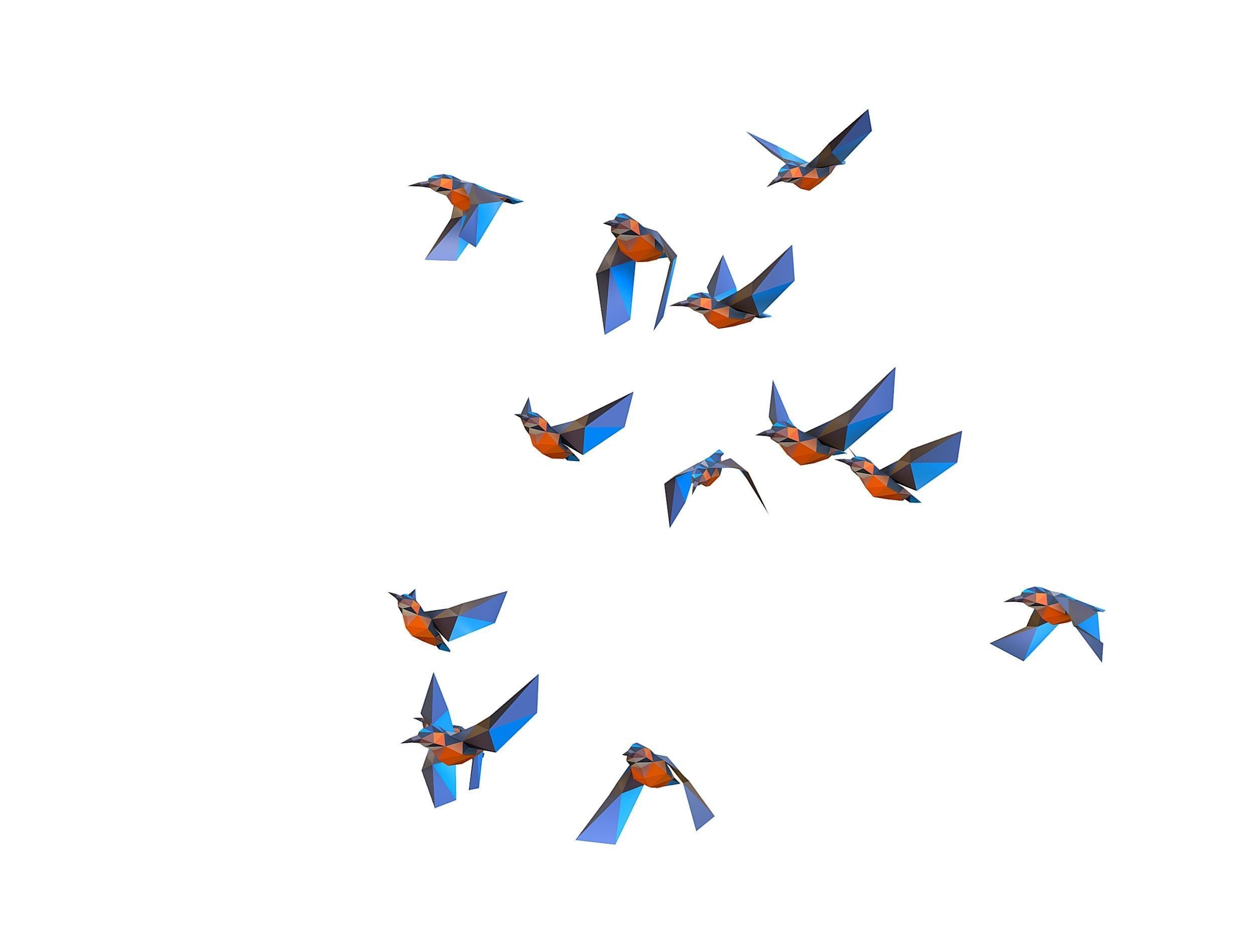 Animated Flock Birds lowpoly art style Calibri Low-poly 3D model_32