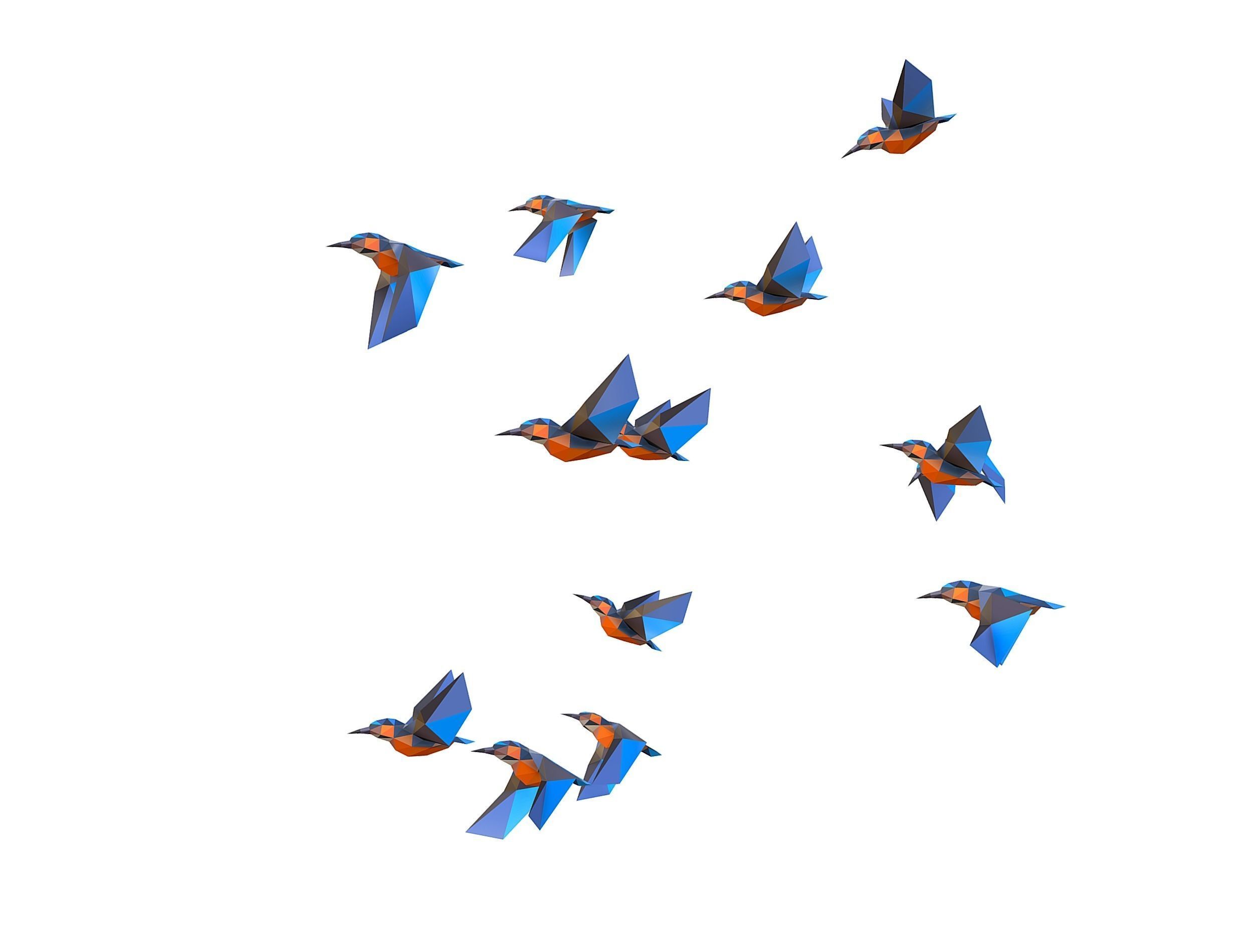 Animated Flock Birds lowpoly art style Calibri Low-poly 3D model_31