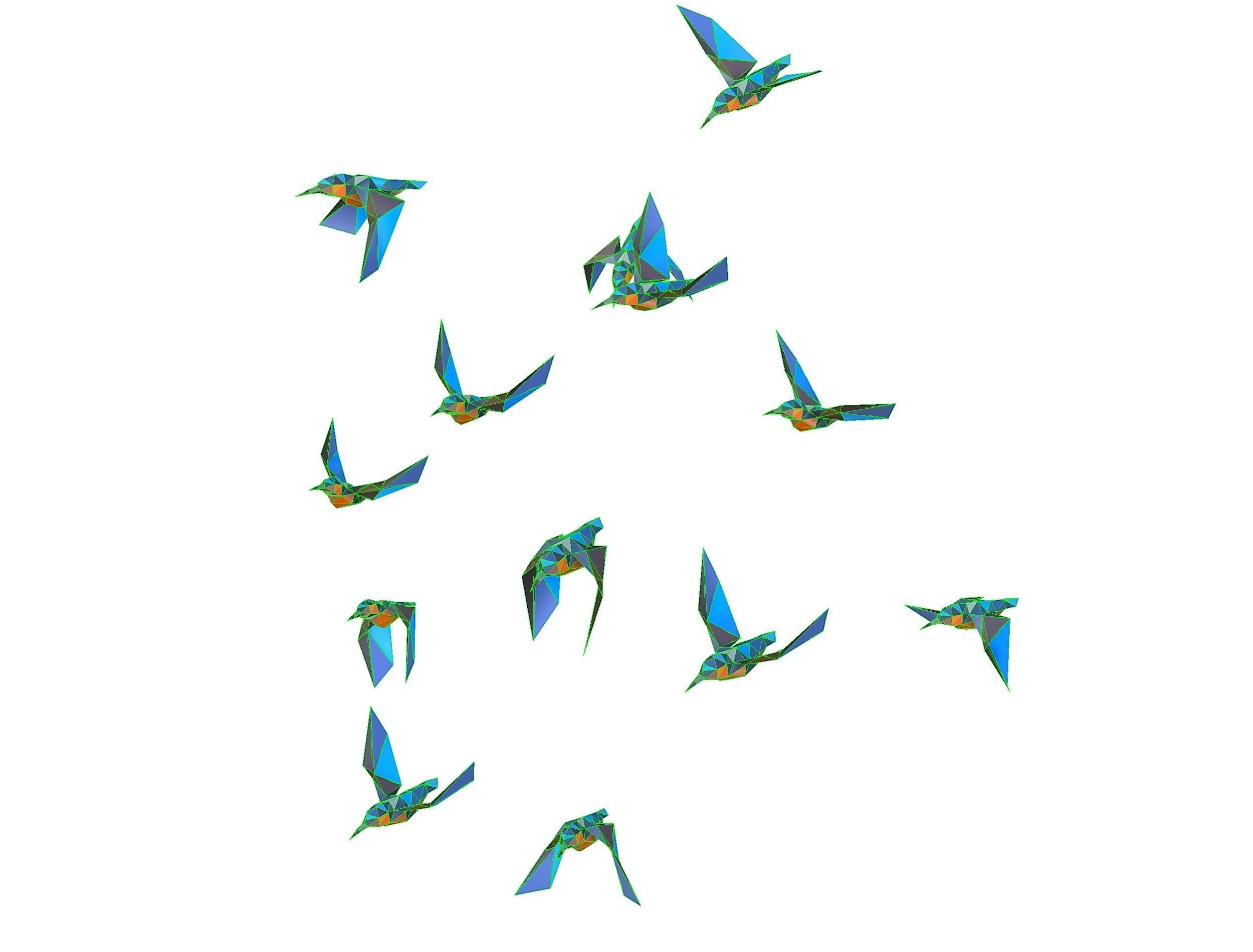 Animated Flock Birds lowpoly art style Calibri Low-poly 3D model_37