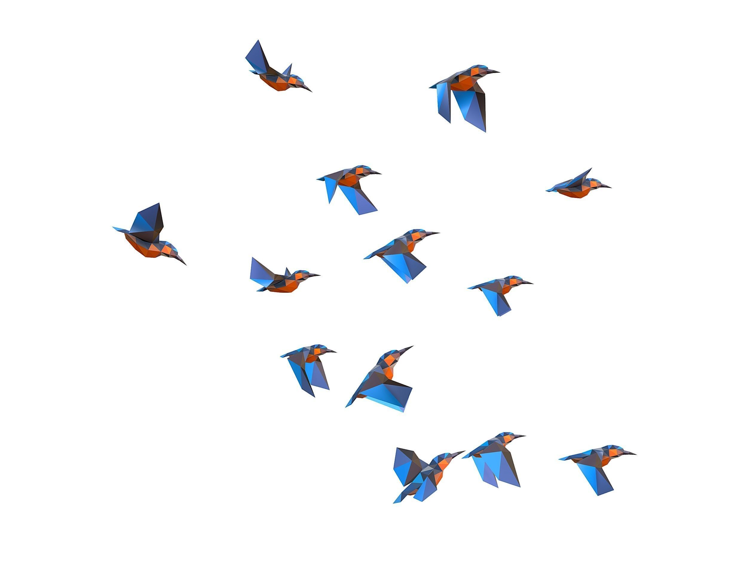 Animated Flock Birds lowpoly art style Calibri Low-poly 3D model_23