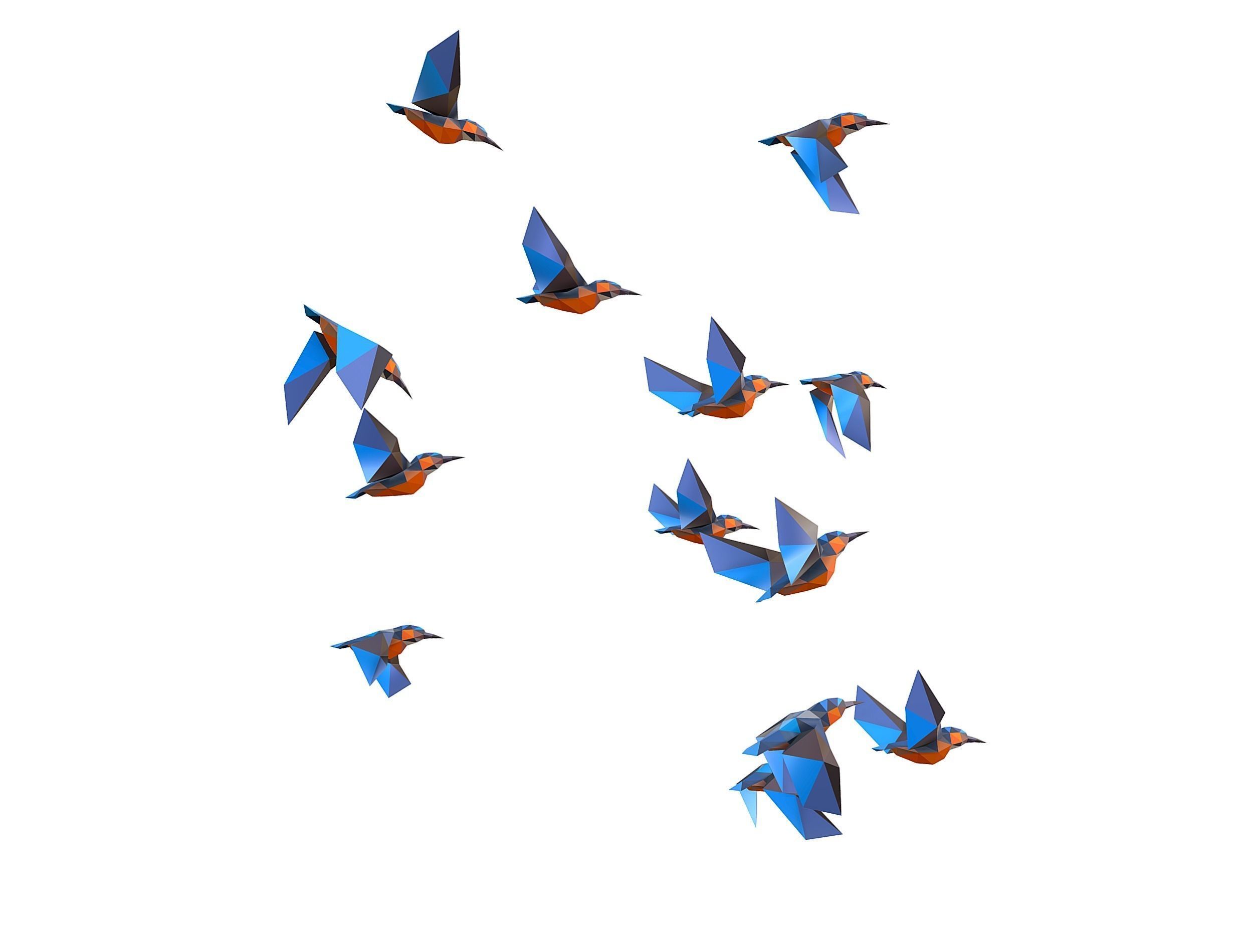 Animated Flock Birds lowpoly art style Calibri Low-poly 3D model_35