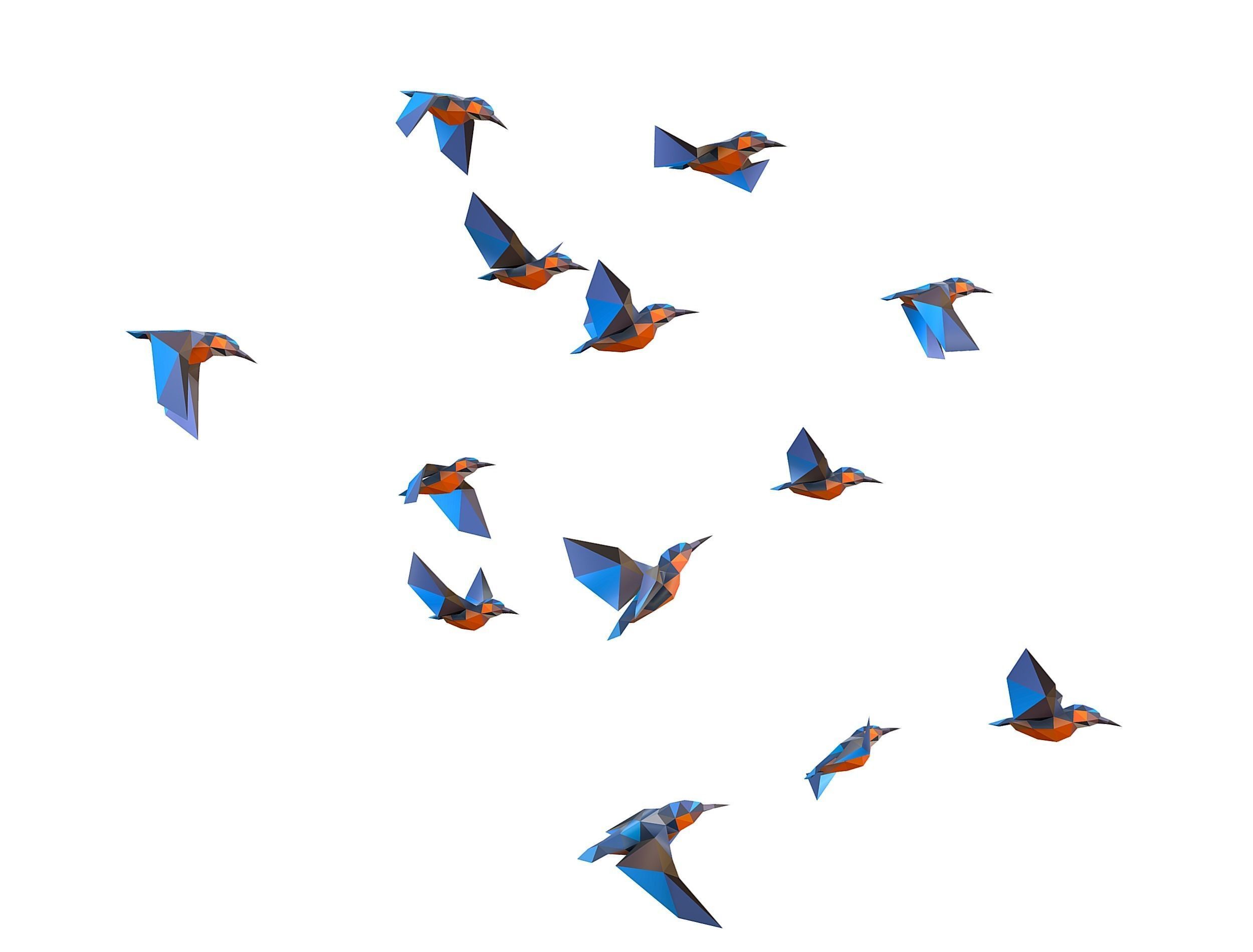 Animated Flock Birds lowpoly art style Calibri Low-poly 3D model_13