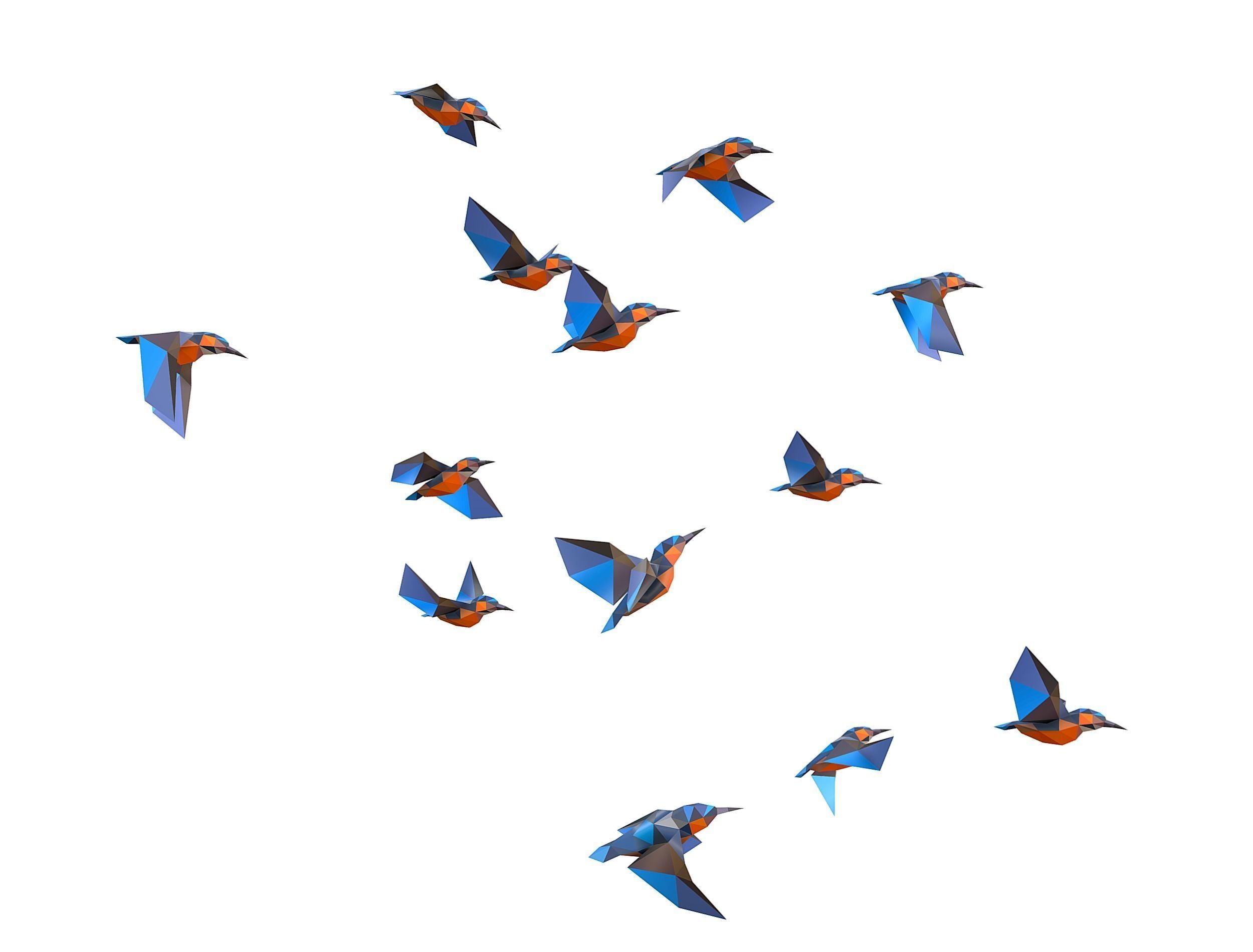 Animated Flock Birds lowpoly art style Calibri Low-poly 3D model_15