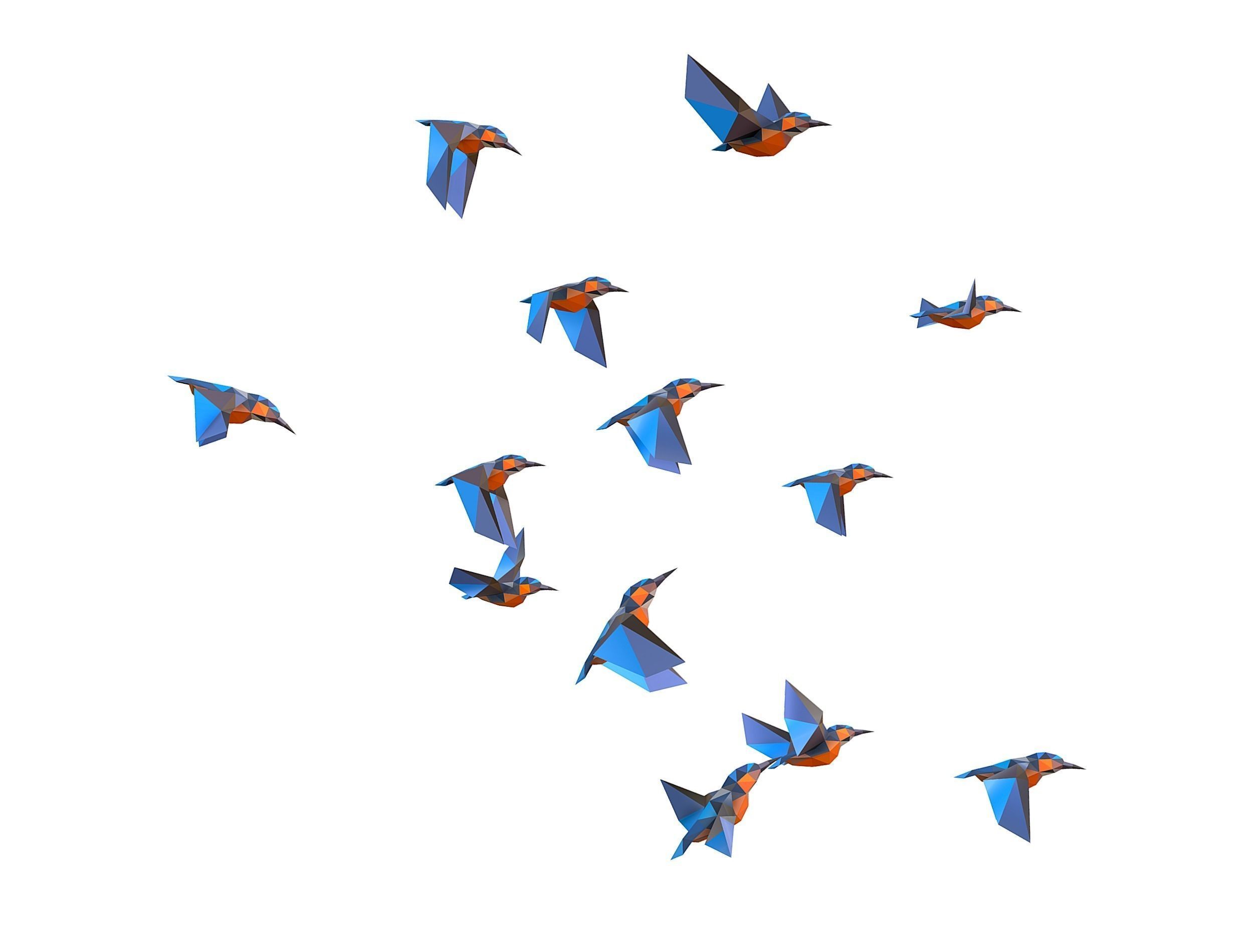 Animated Flock Birds lowpoly art style Calibri Low-poly 3D model_22