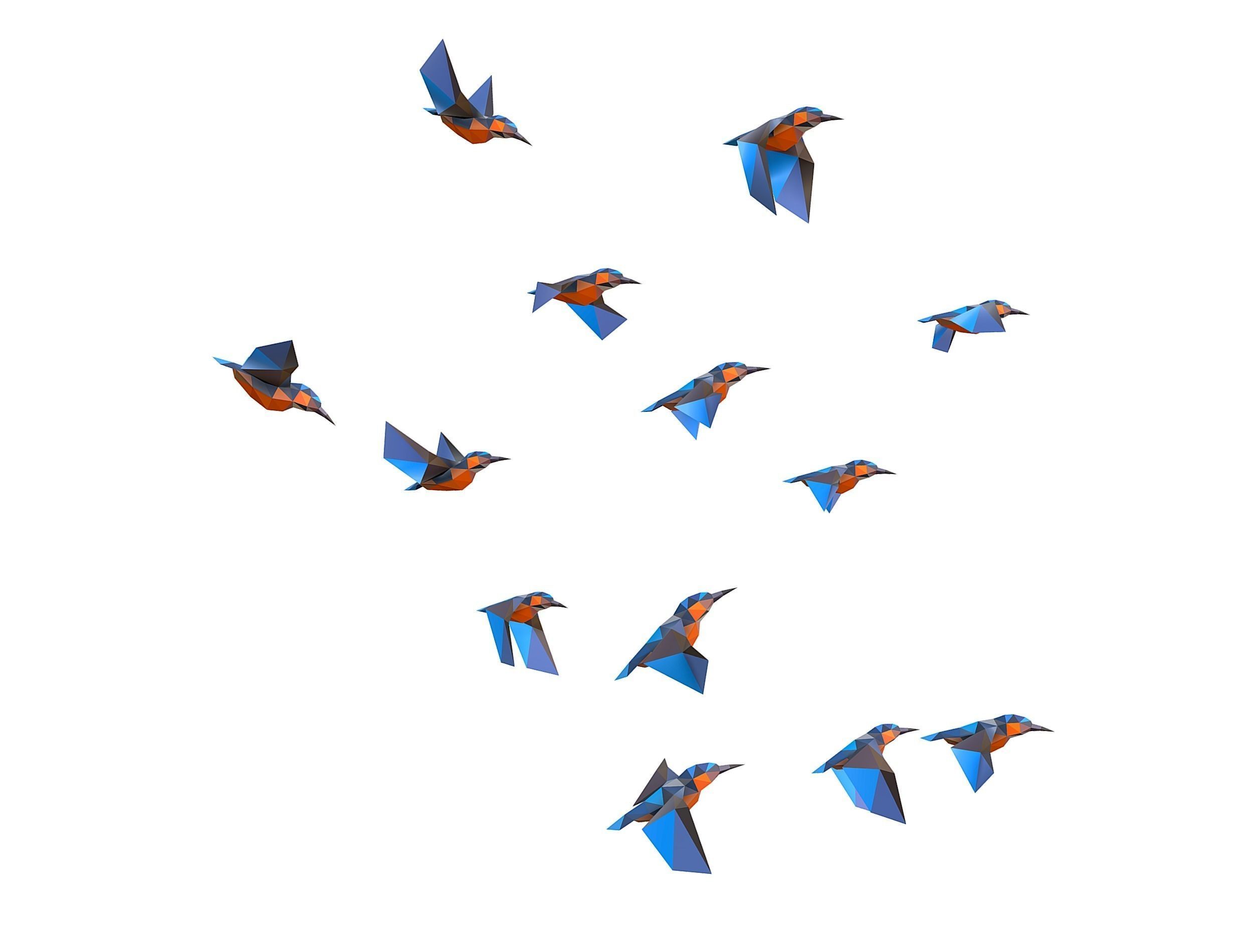 Animated Flock Birds lowpoly art style Calibri Low-poly 3D model_5