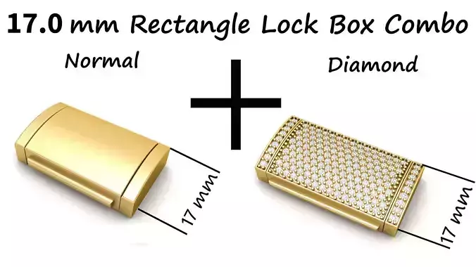 17  mm Rectangular Lock Box Combo of Plain and Diamond 3D Model Collection
