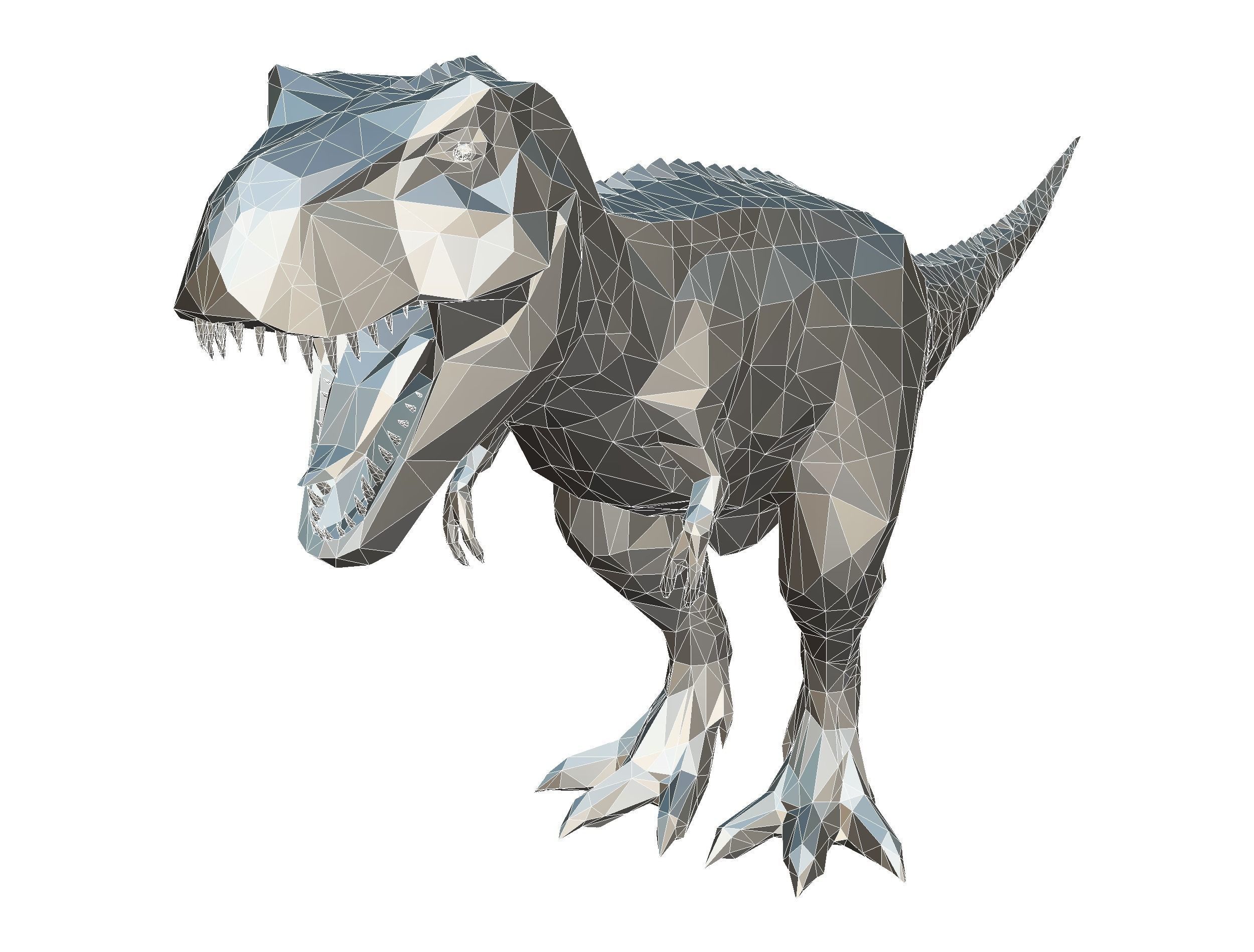 Dinosaur T-Rex Red Lowpoly Art Style Animal Low-poly 3D model_27