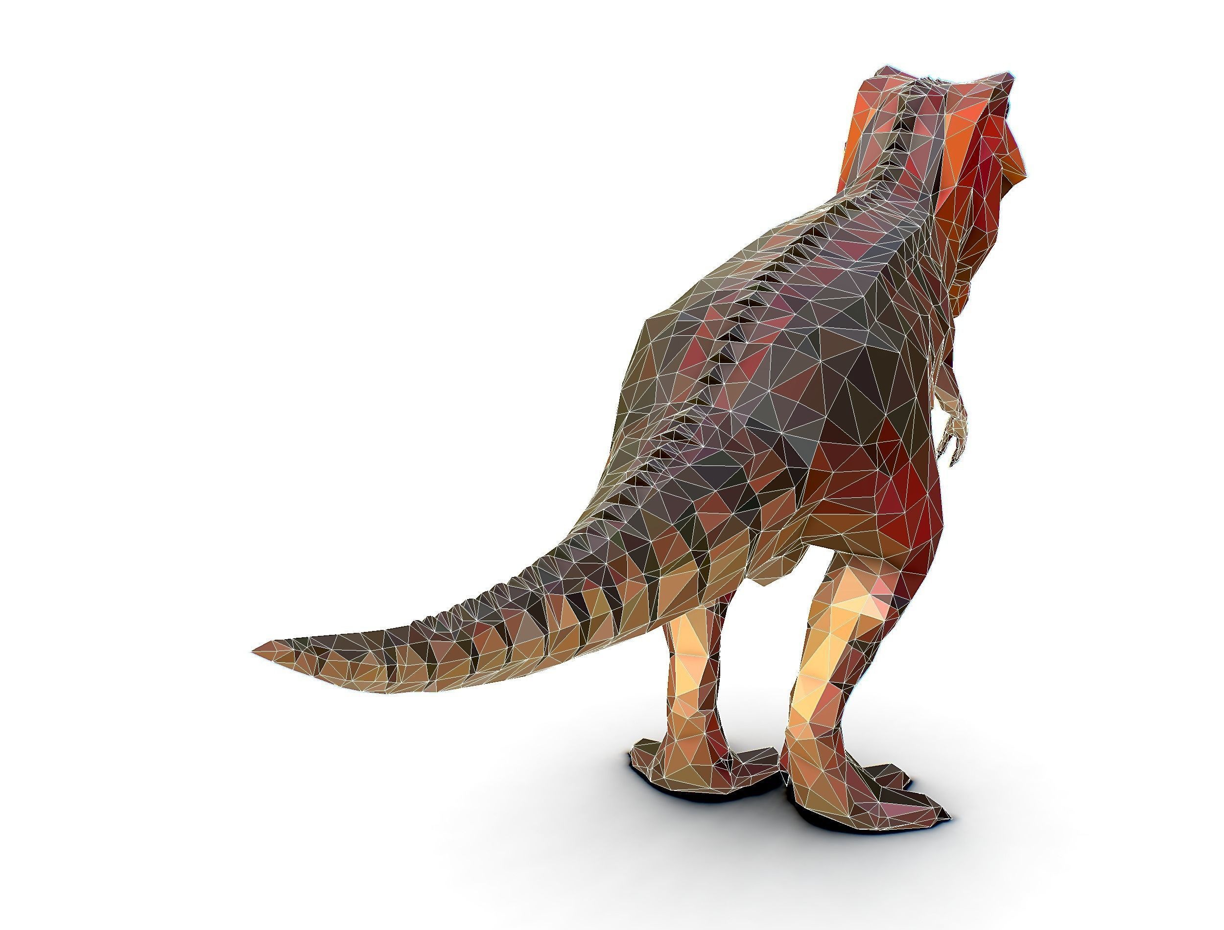 Dinosaur T-Rex Red Lowpoly Art Style Animal Low-poly 3D model_28