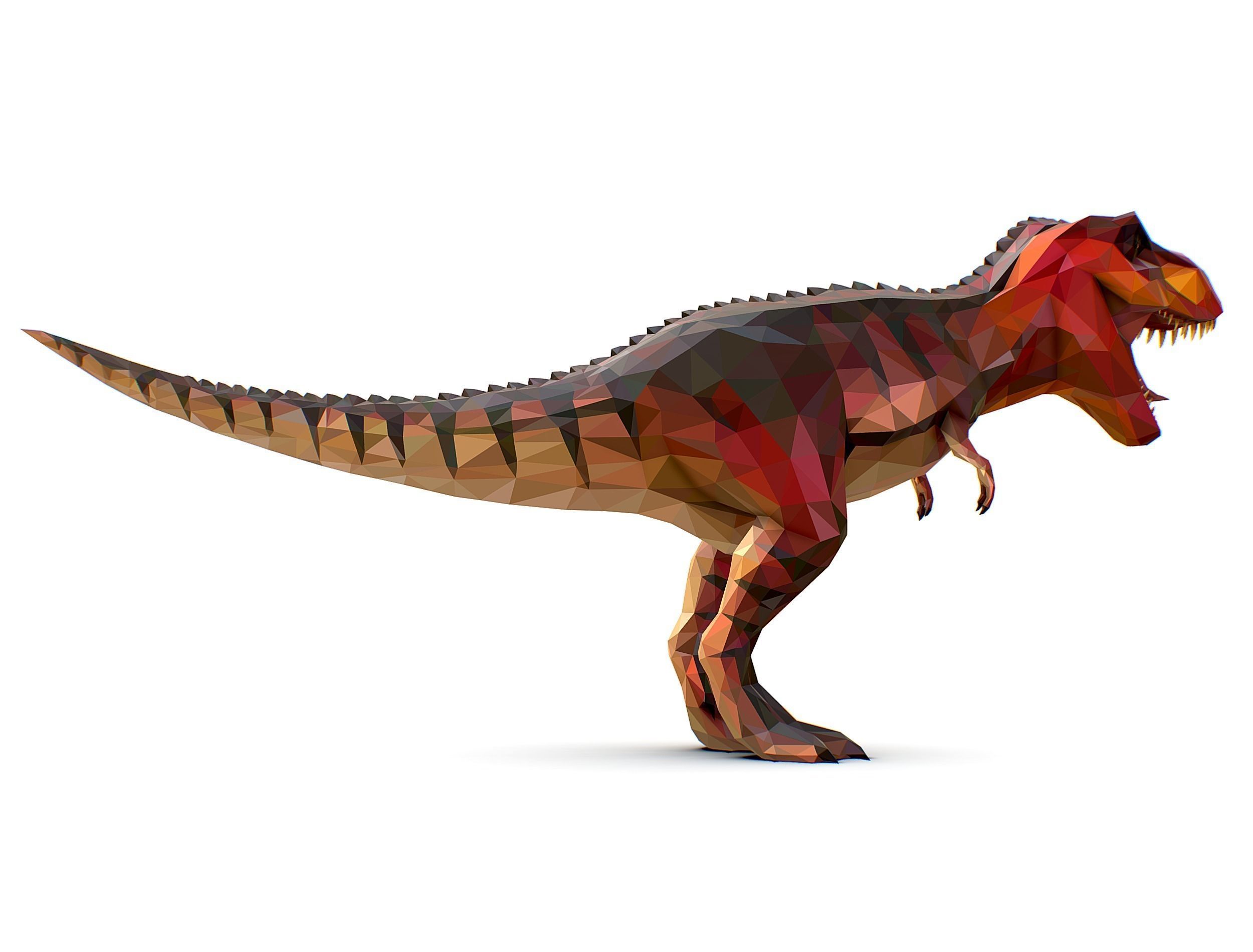 Dinosaur T-Rex Red Lowpoly Art Style Animal Low-poly 3D model_10