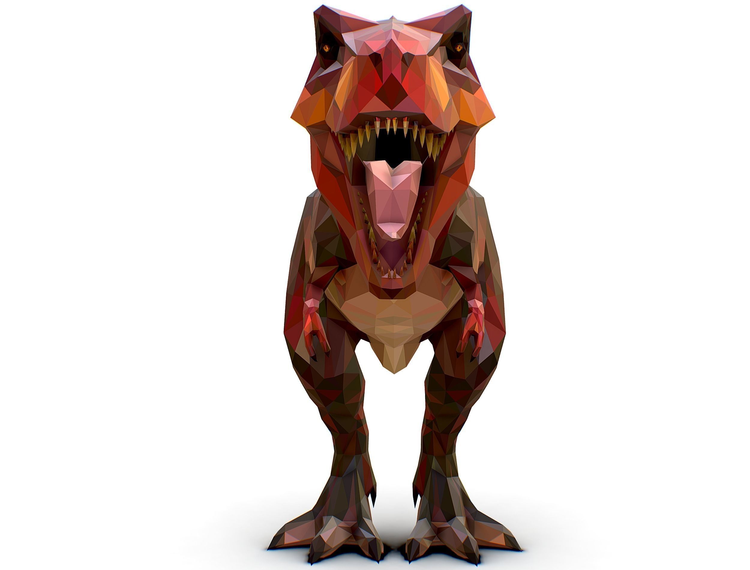 Dinosaur T-Rex Red Lowpoly Art Style Animal Low-poly 3D model_19
