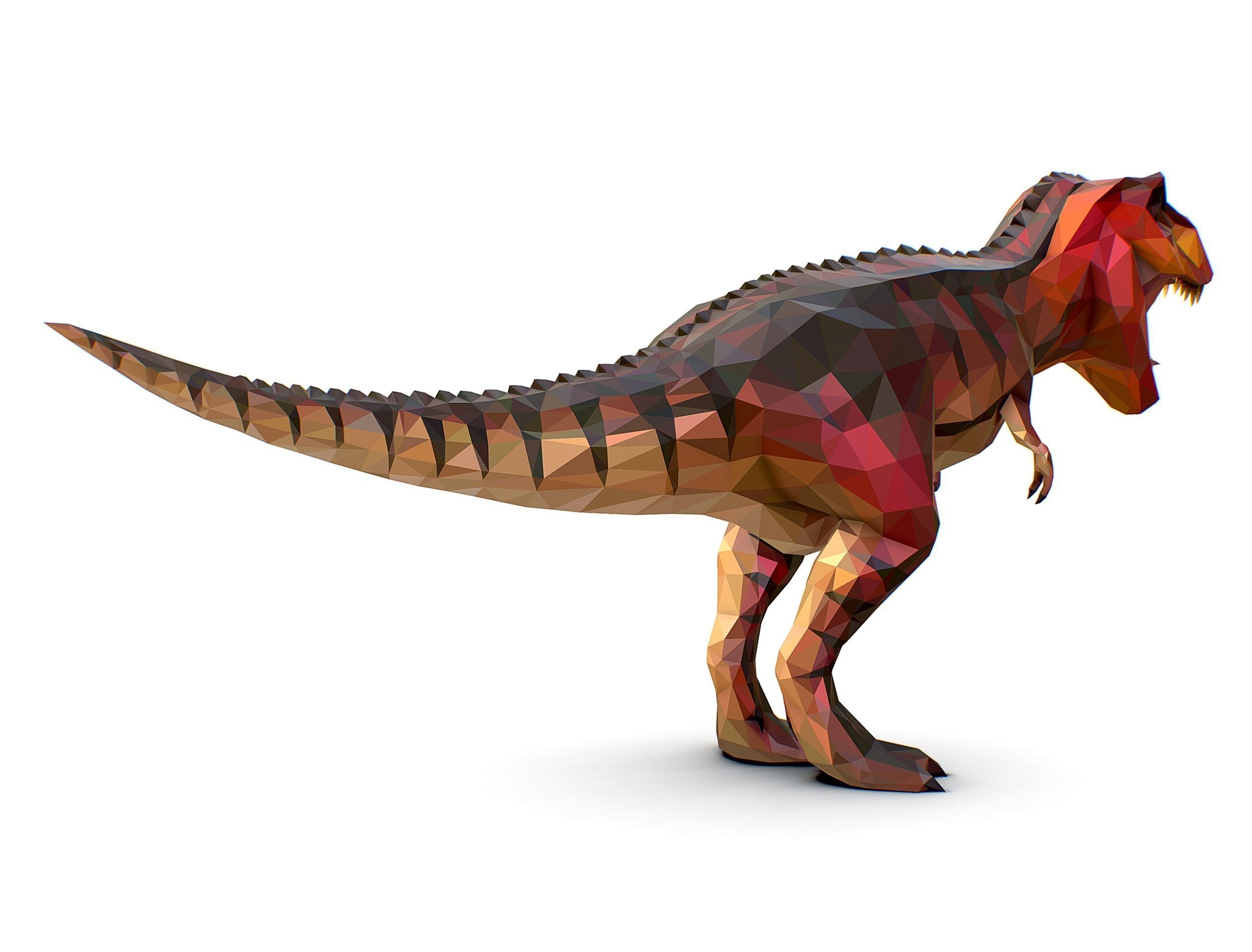 Dinosaur T-Rex Red Lowpoly Art Style Animal Low-poly 3D model_11