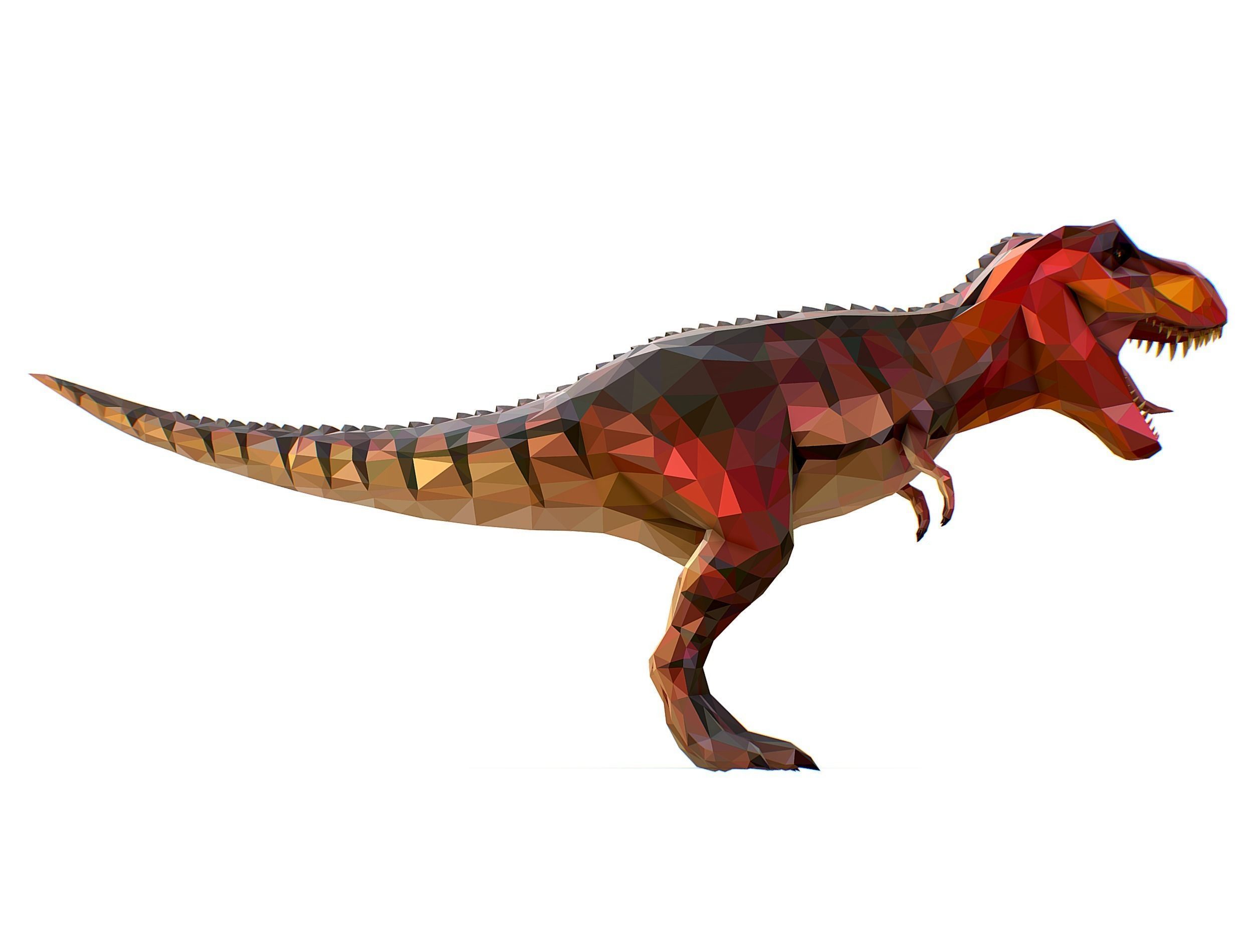 Dinosaur T-Rex Red Lowpoly Art Style Animal Low-poly 3D model_20