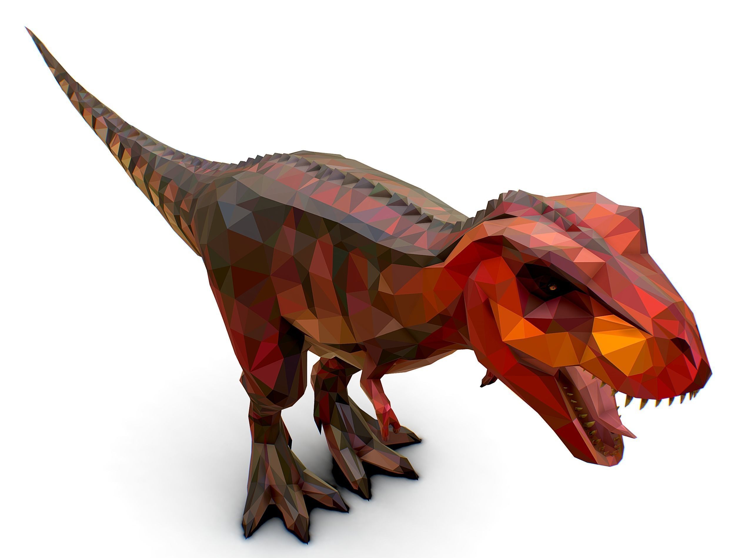 Dinosaur T-Rex Red Lowpoly Art Style Animal Low-poly 3D model_23