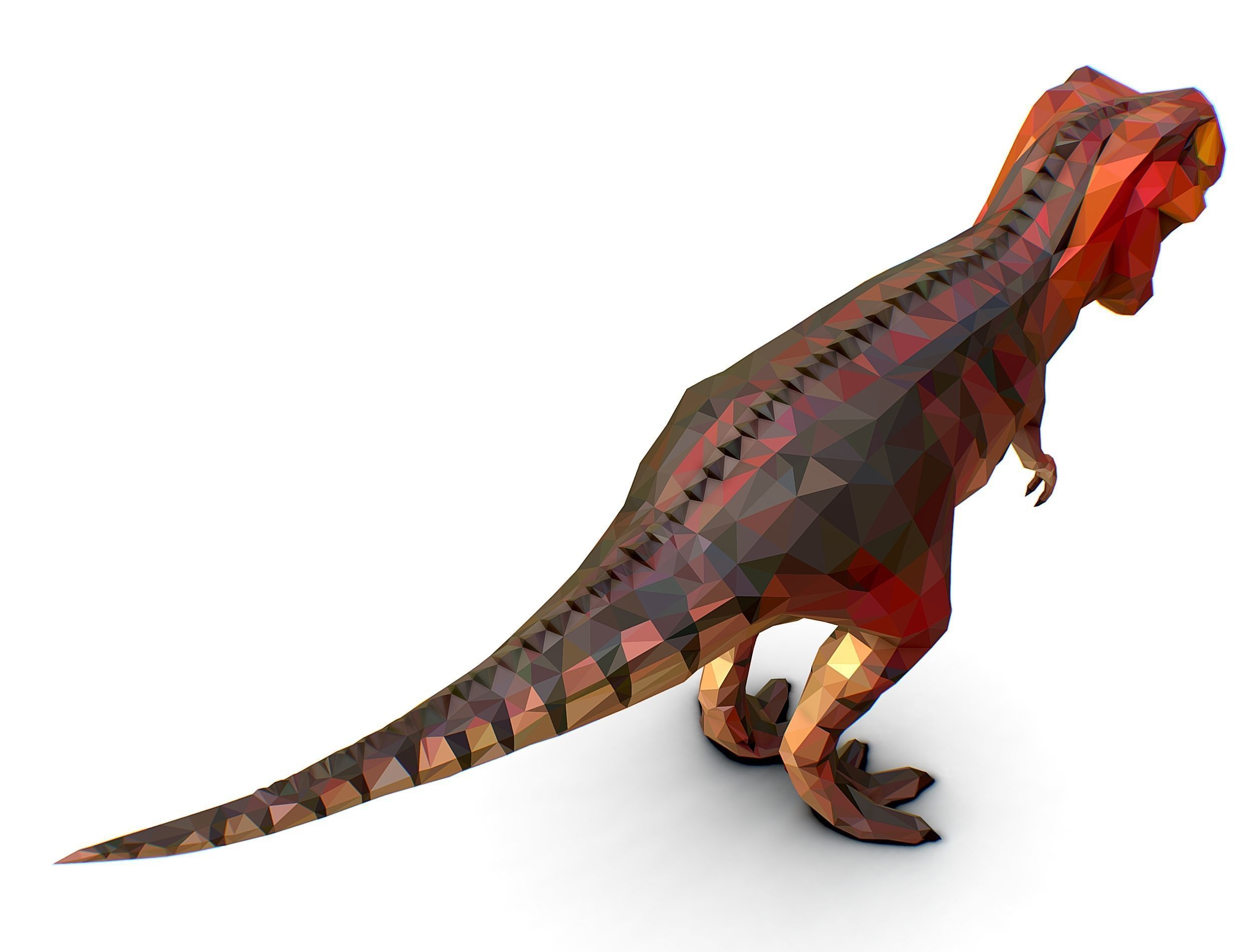 Dinosaur T-Rex Red Lowpoly Art Style Animal Low-poly 3D model_24