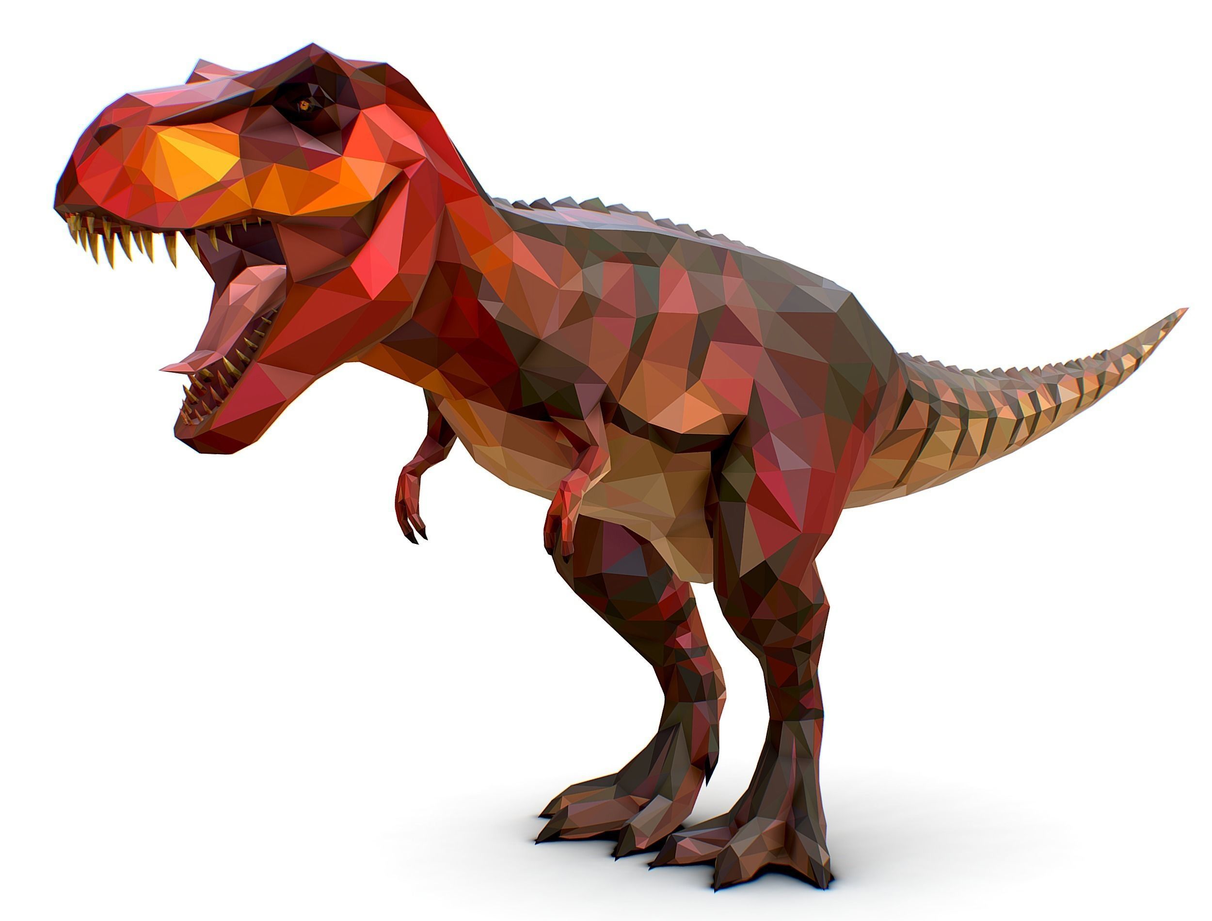 Dinosaur T-Rex Red Lowpoly Art Style Animal Low-poly 3D model_1