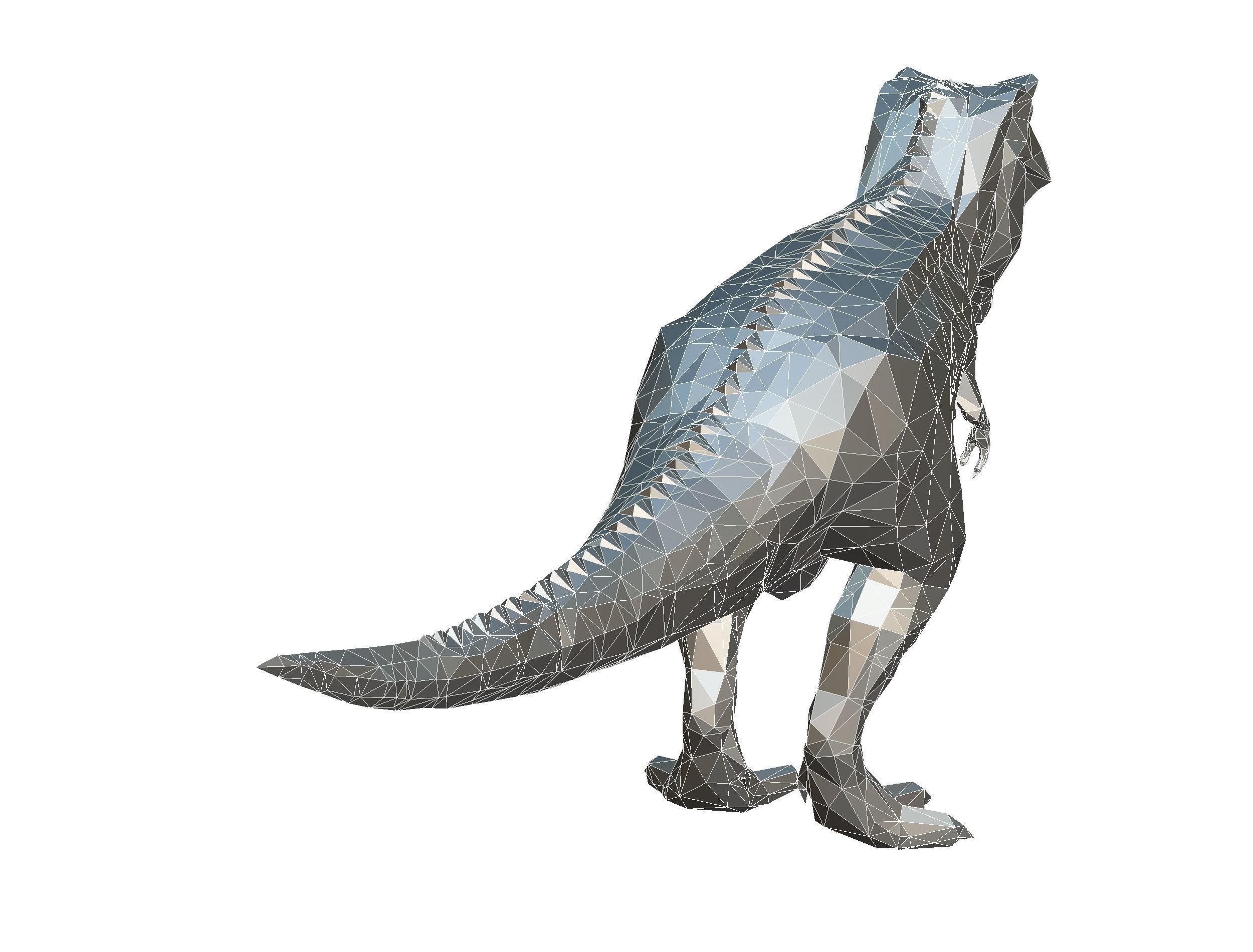 Dinosaur T-Rex Red Lowpoly Art Style Animal Low-poly 3D model_29