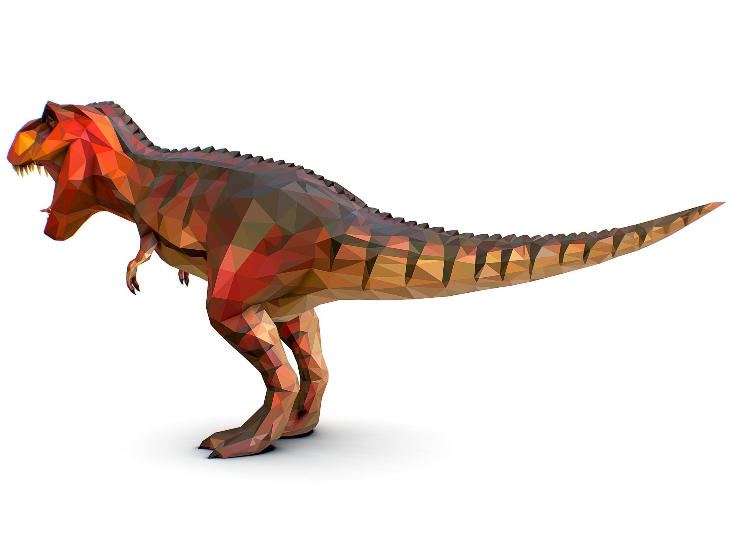 Dinosaur T-Rex Red Lowpoly Art Style Animal Low-poly 3D model_17
