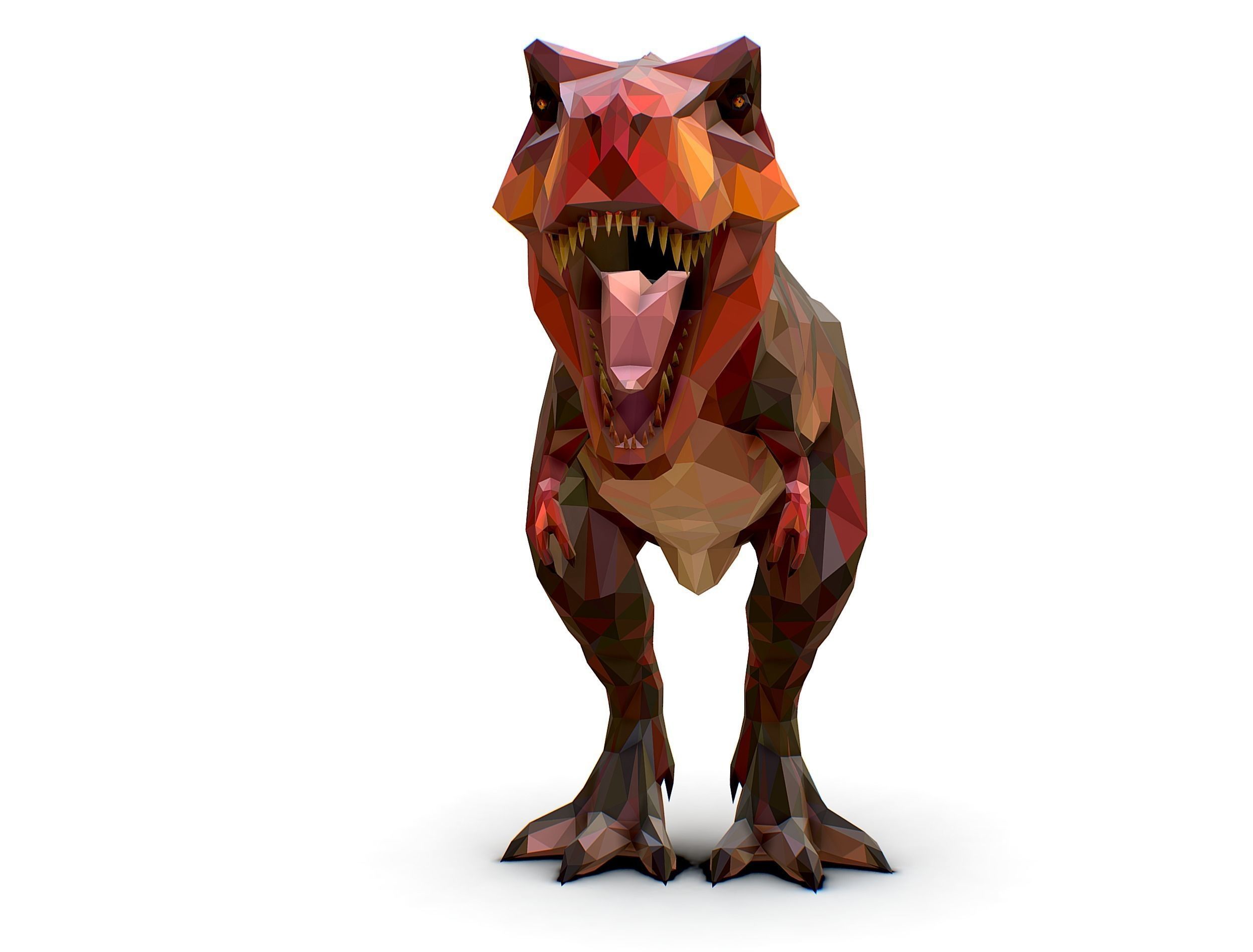 Dinosaur T-Rex Red Lowpoly Art Style Animal Low-poly 3D model_4