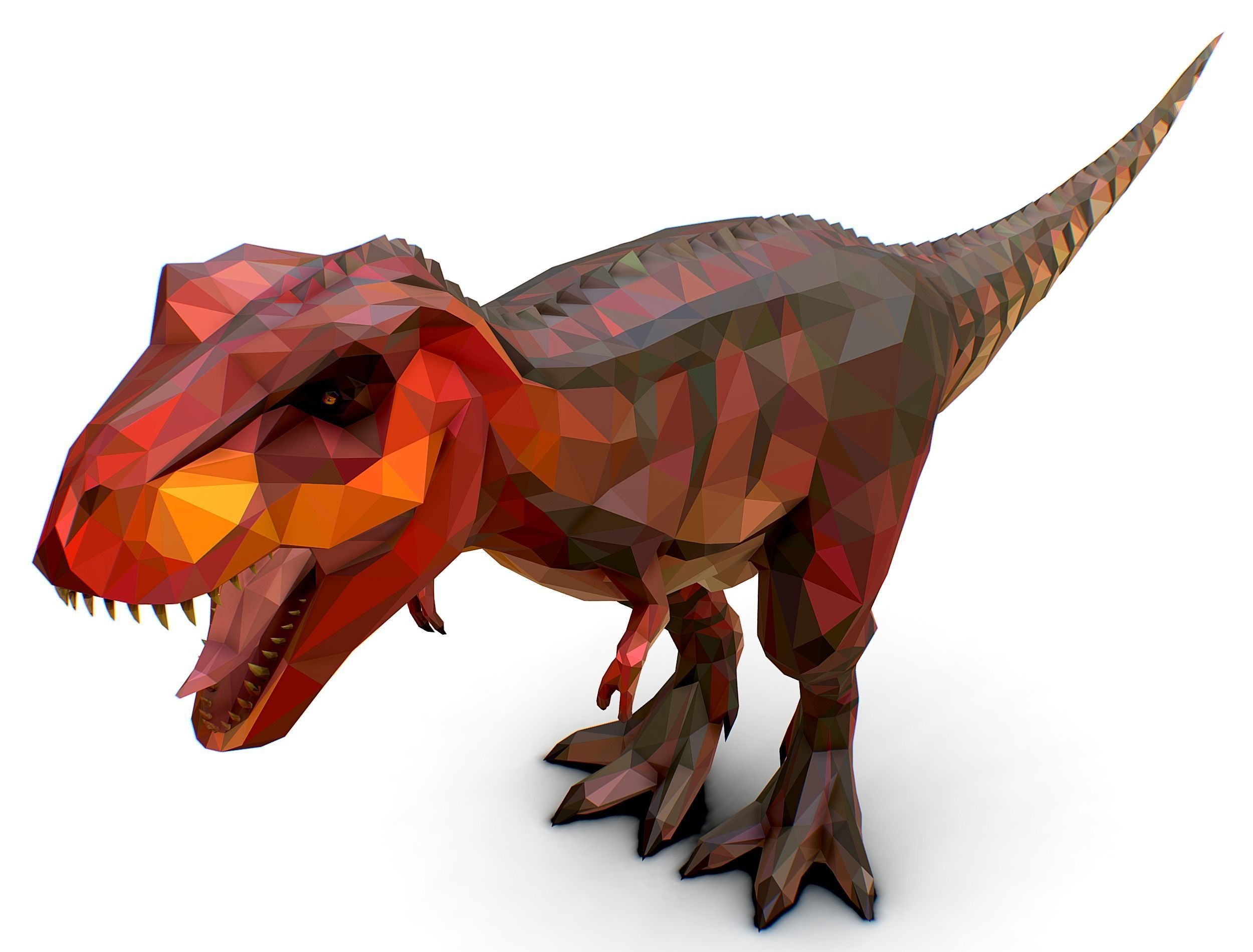 Dinosaur T-Rex Red Lowpoly Art Style Animal Low-poly 3D model_22