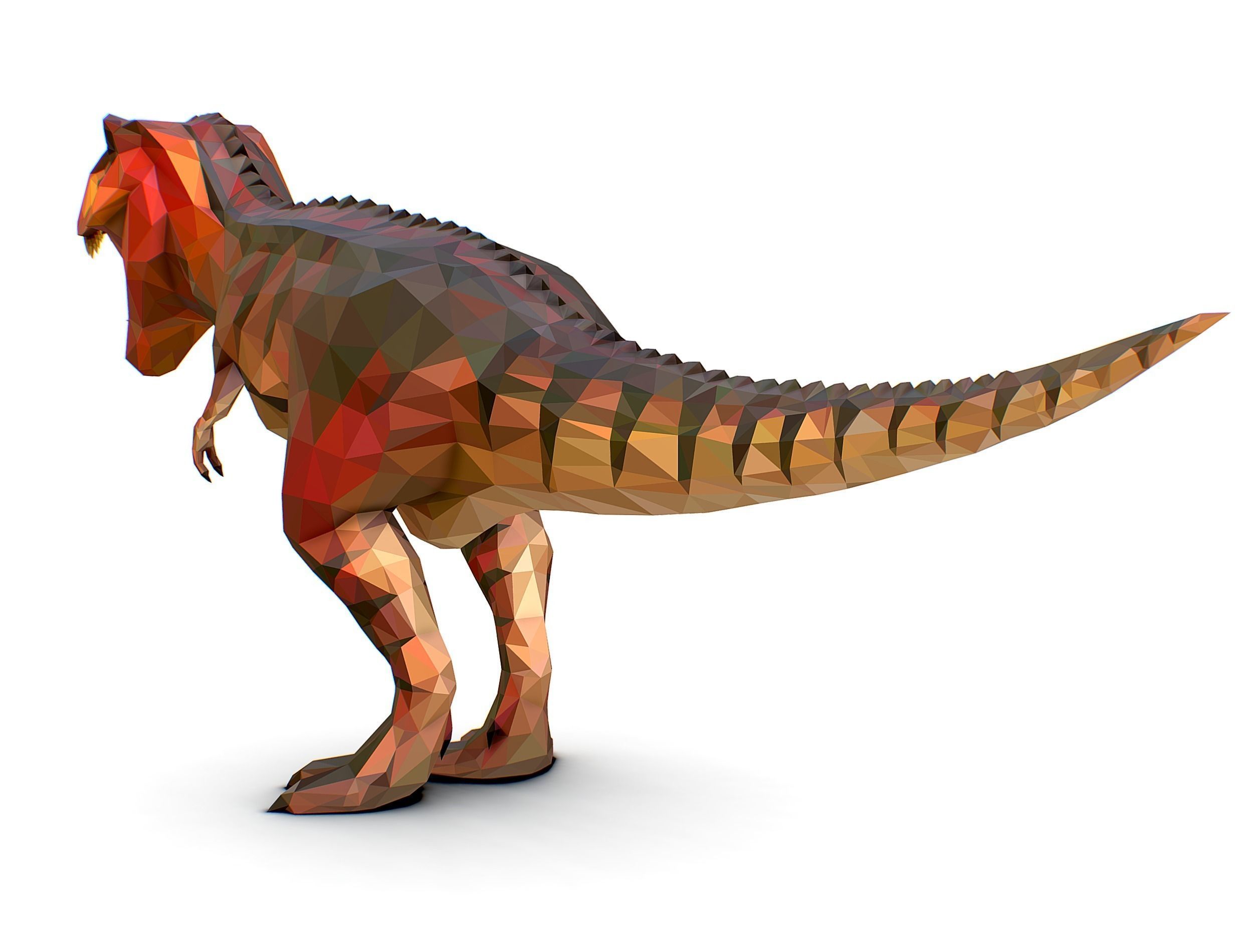 Dinosaur T-Rex Red Lowpoly Art Style Animal Low-poly 3D model_16