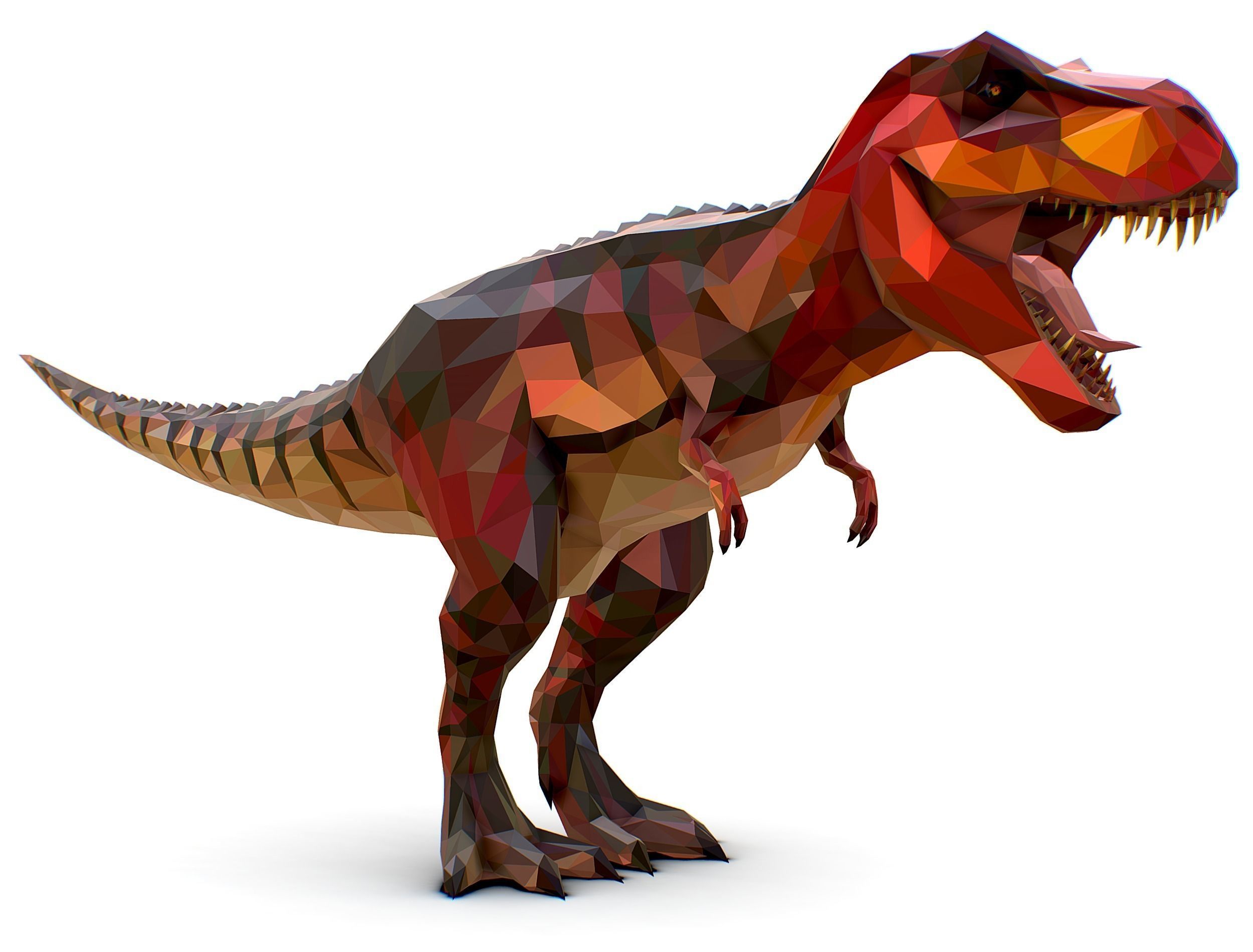 Dinosaur T-Rex Red Lowpoly Art Style Animal Low-poly 3D model_7