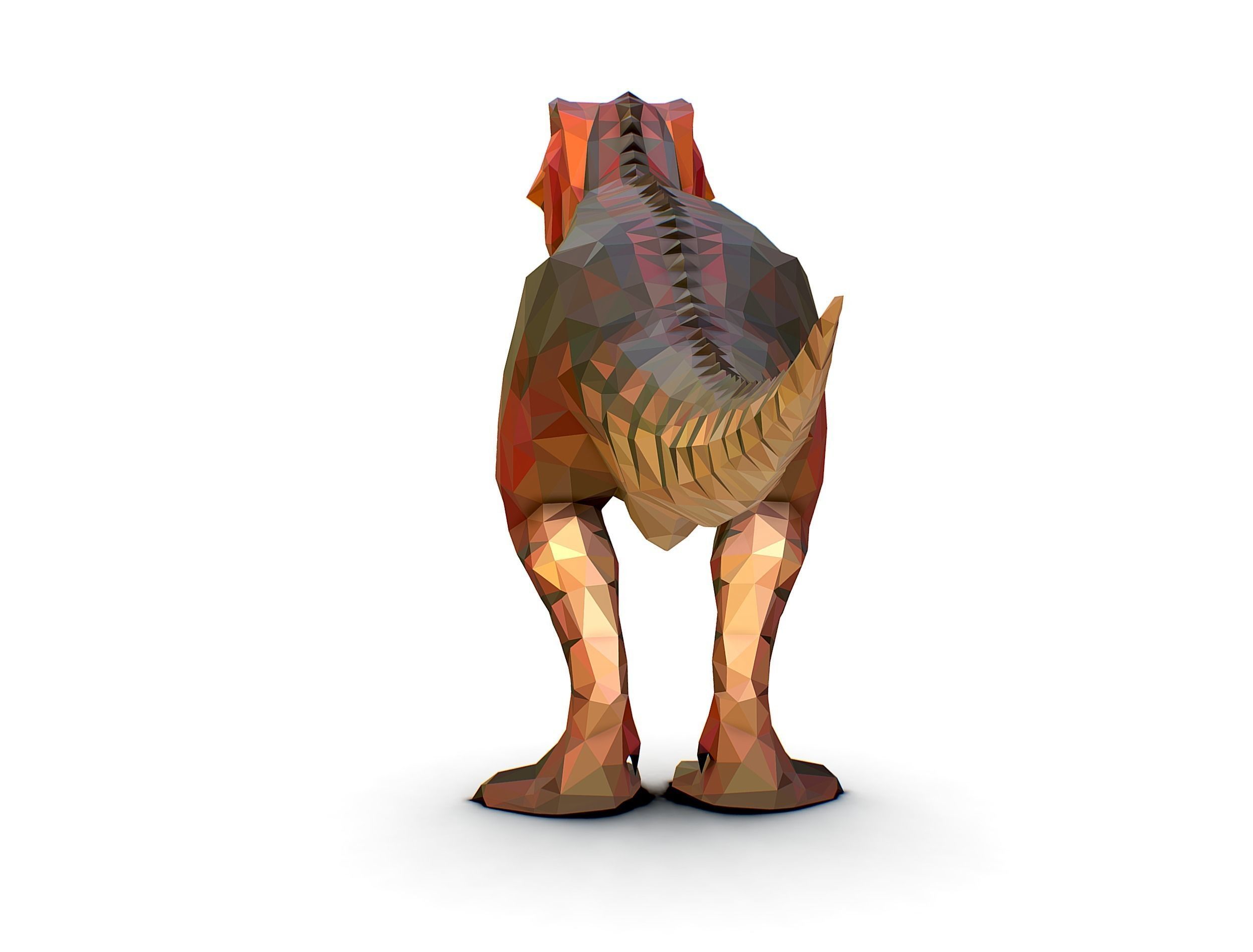 Dinosaur T-Rex Red Lowpoly Art Style Animal Low-poly 3D model_14