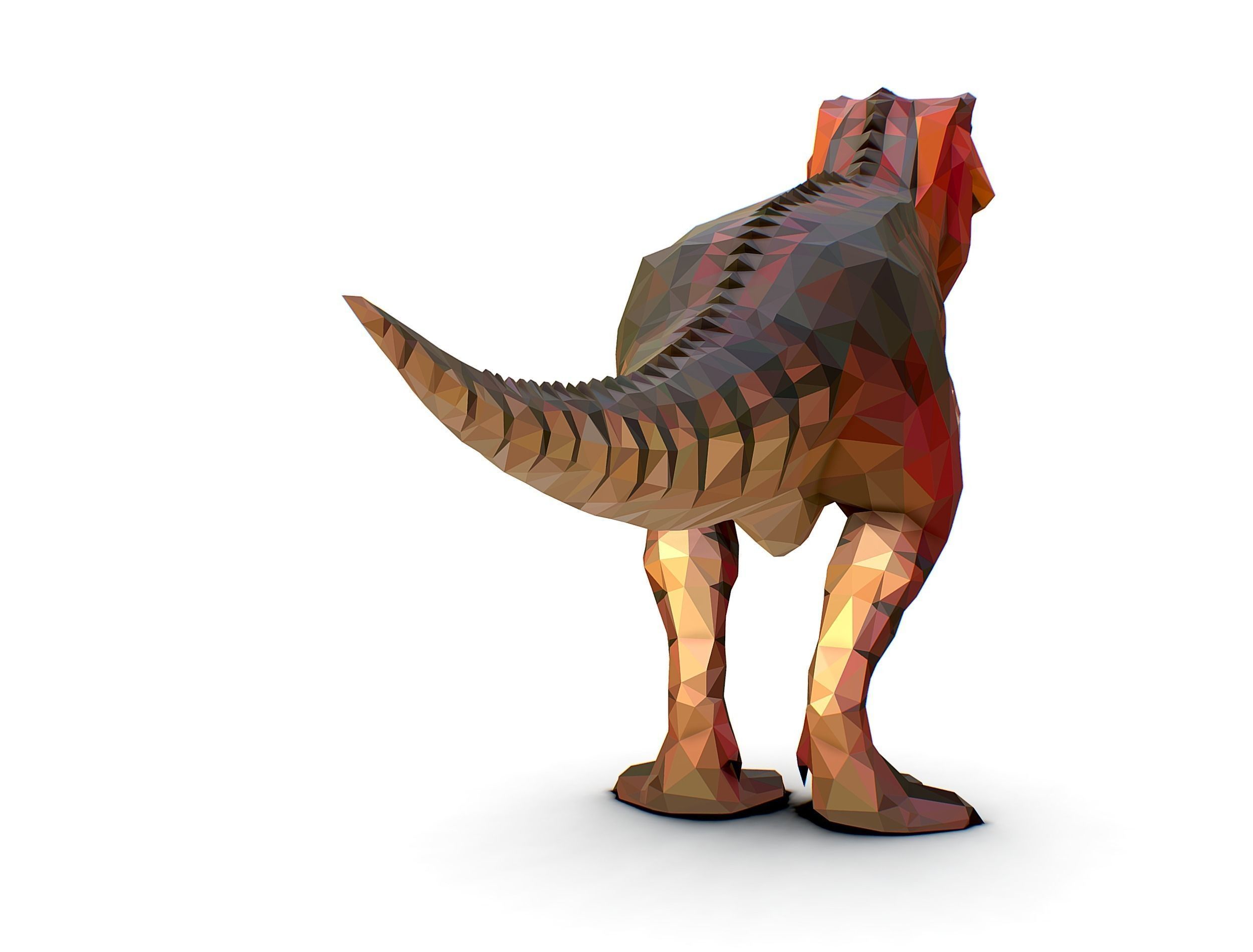 Dinosaur T-Rex Red Lowpoly Art Style Animal Low-poly 3D model_13