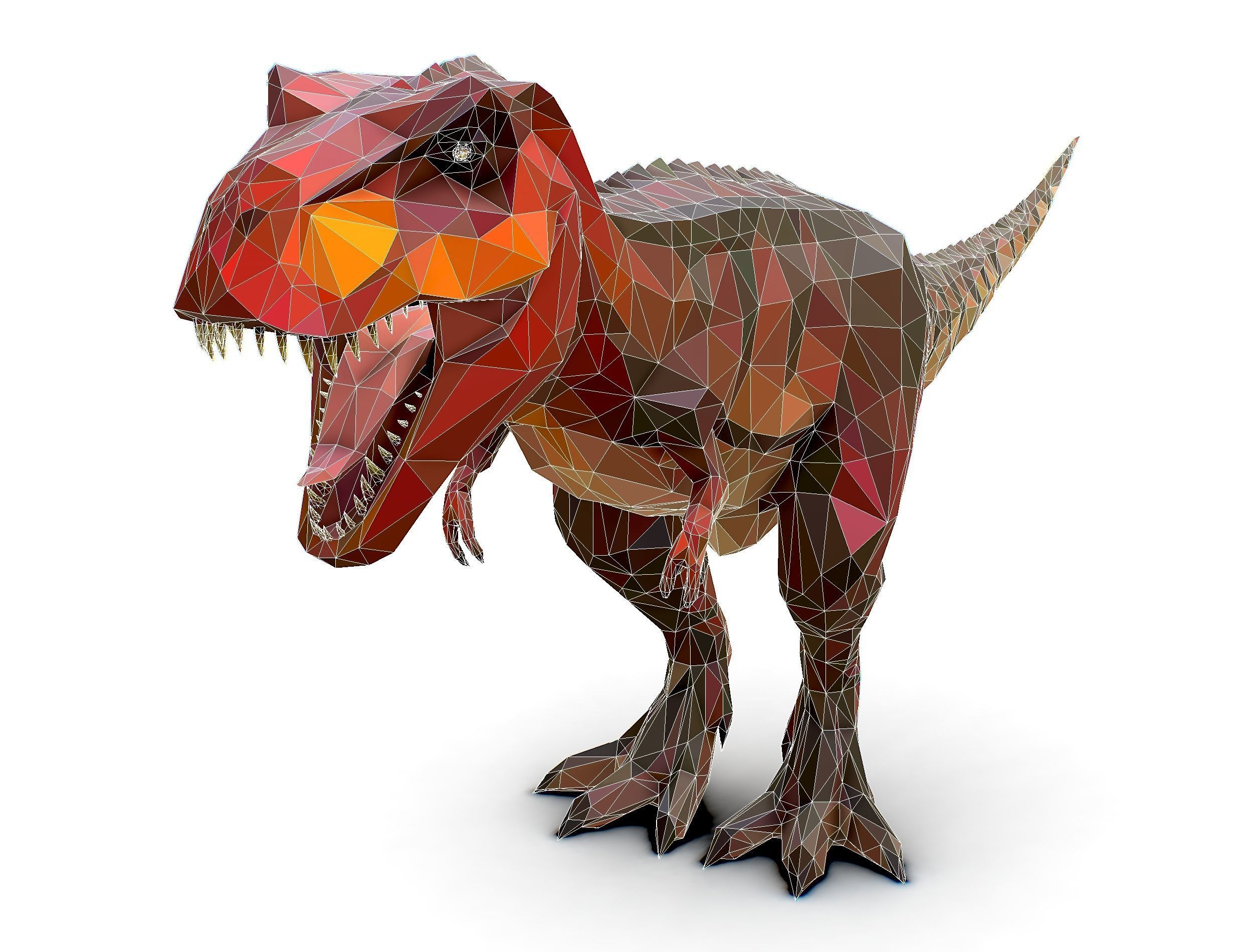 Dinosaur T-Rex Red Lowpoly Art Style Animal Low-poly 3D model_26