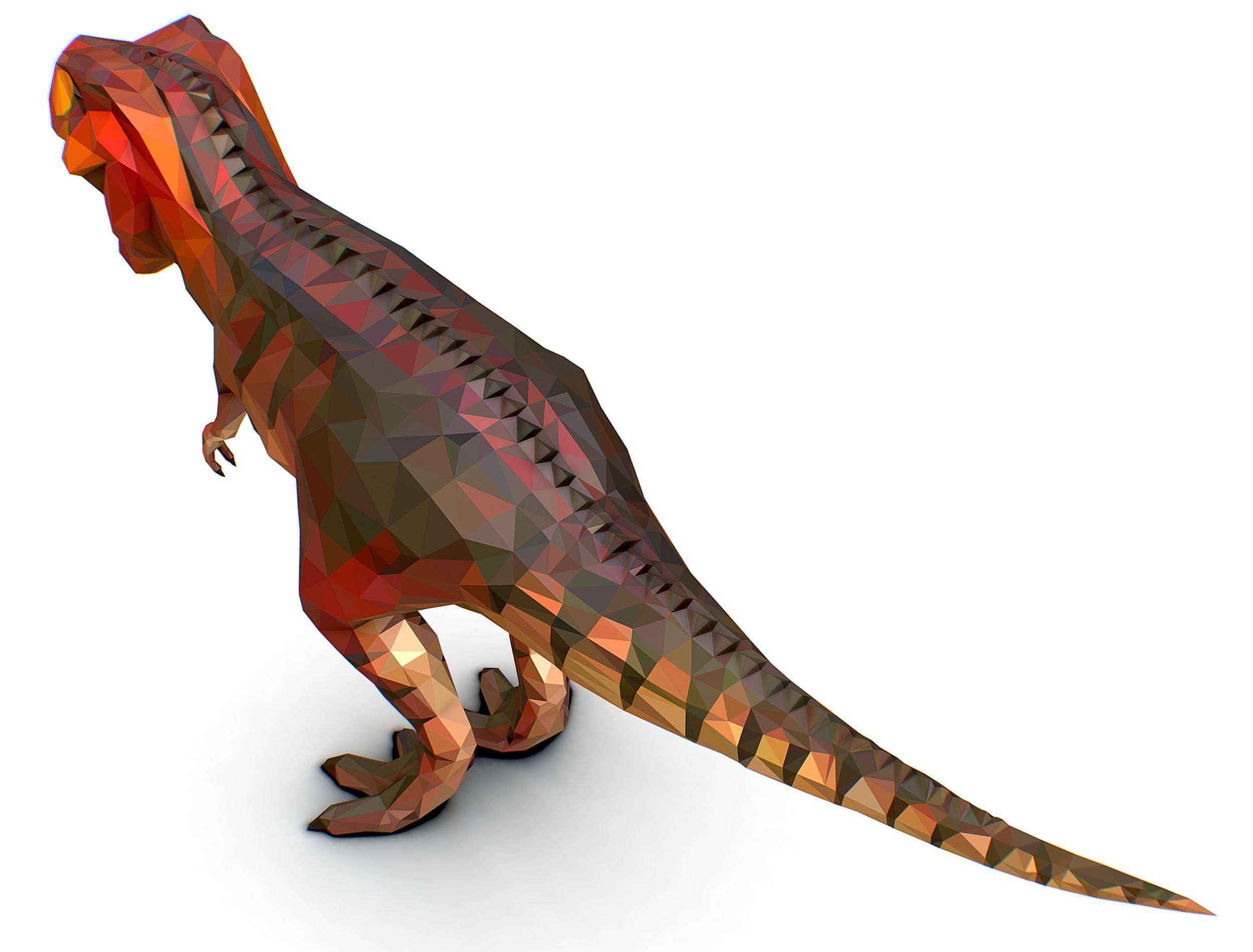 Dinosaur T-Rex Red Lowpoly Art Style Animal Low-poly 3D model_25