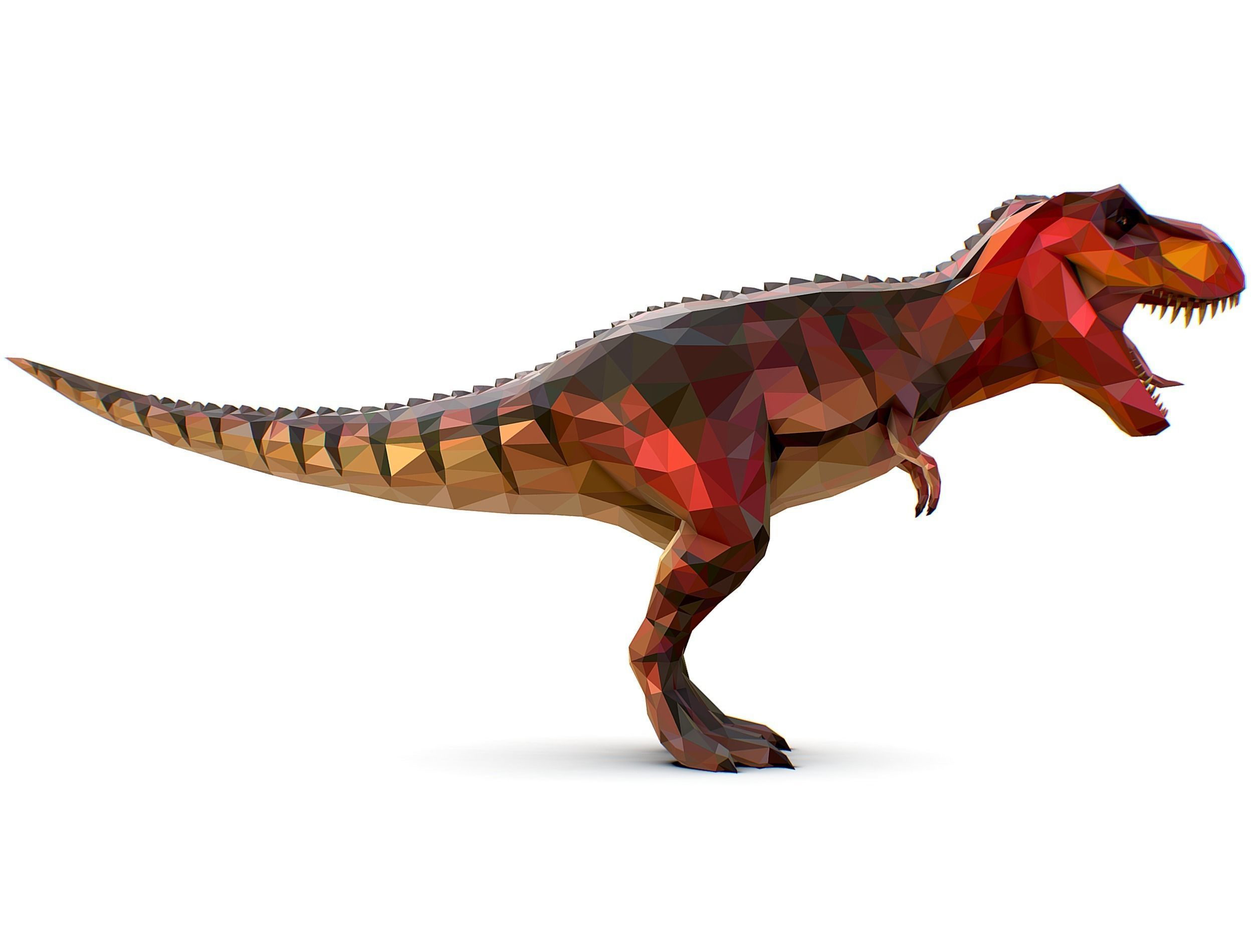 Dinosaur T-Rex Red Lowpoly Art Style Animal Low-poly 3D model_9