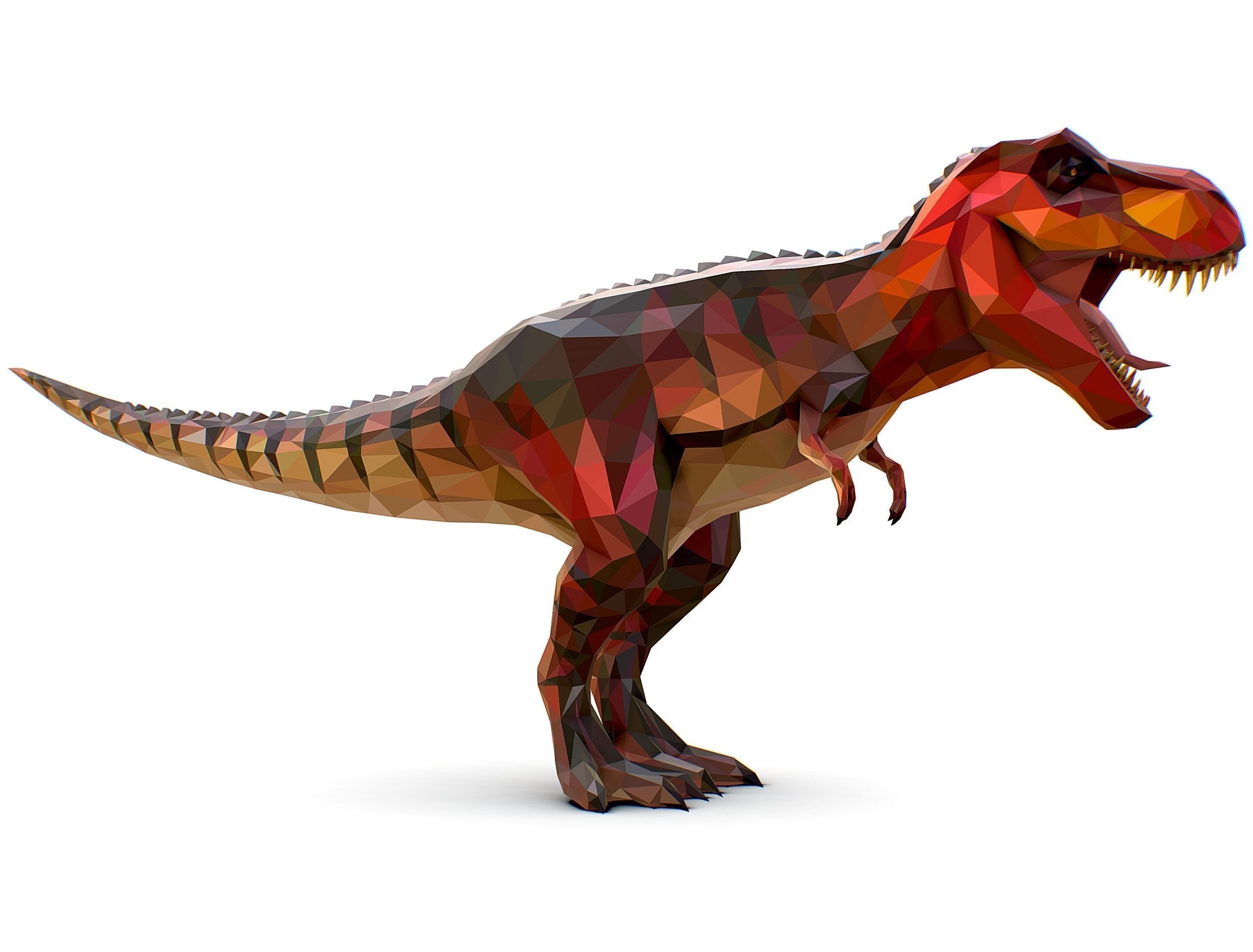 Dinosaur T-Rex Red Lowpoly Art Style Animal Low-poly 3D model_8