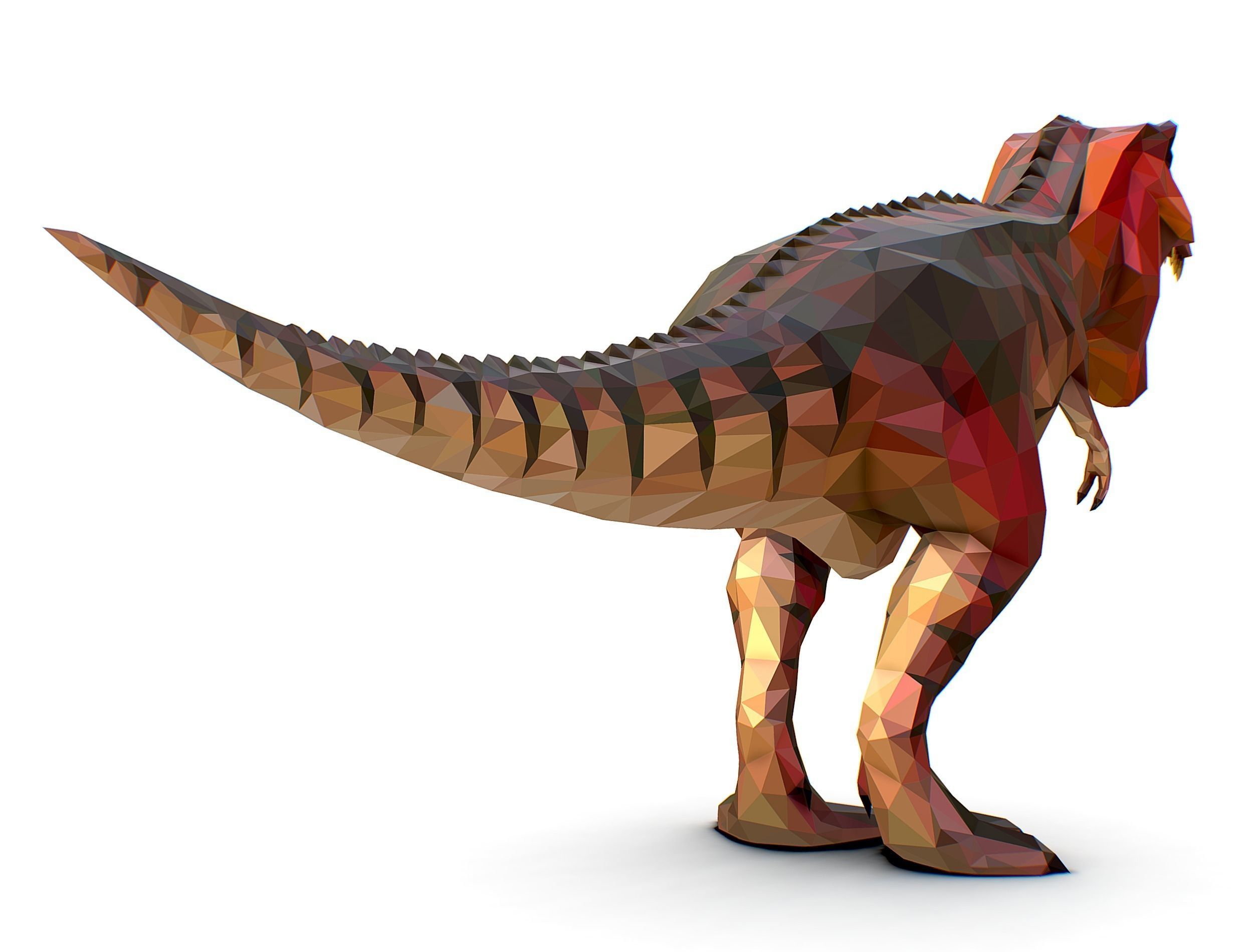 Dinosaur T-Rex Red Lowpoly Art Style Animal Low-poly 3D model_12