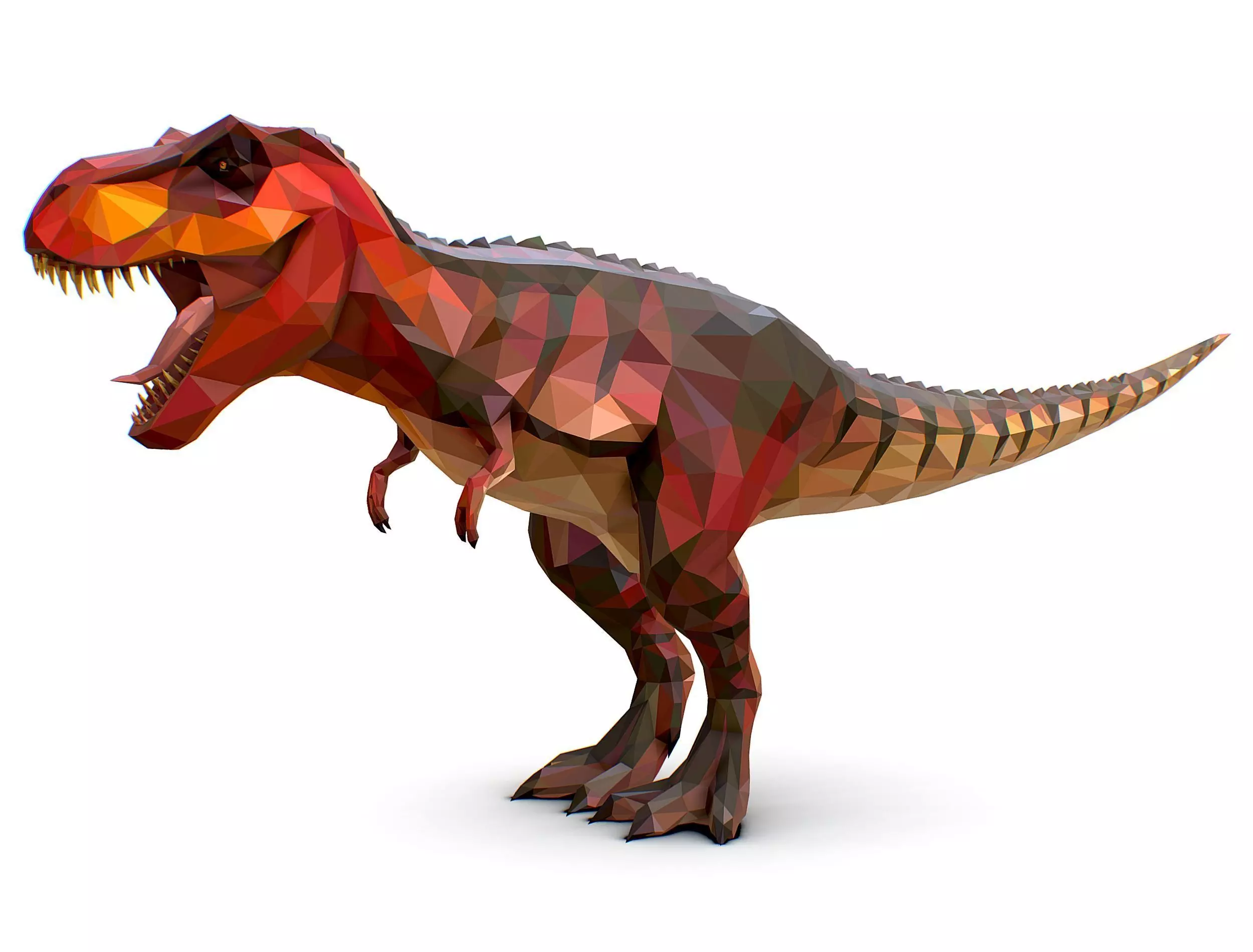 Dinosaur T-Rex Red Lowpoly Art Style Animal Low-poly 3D model_0