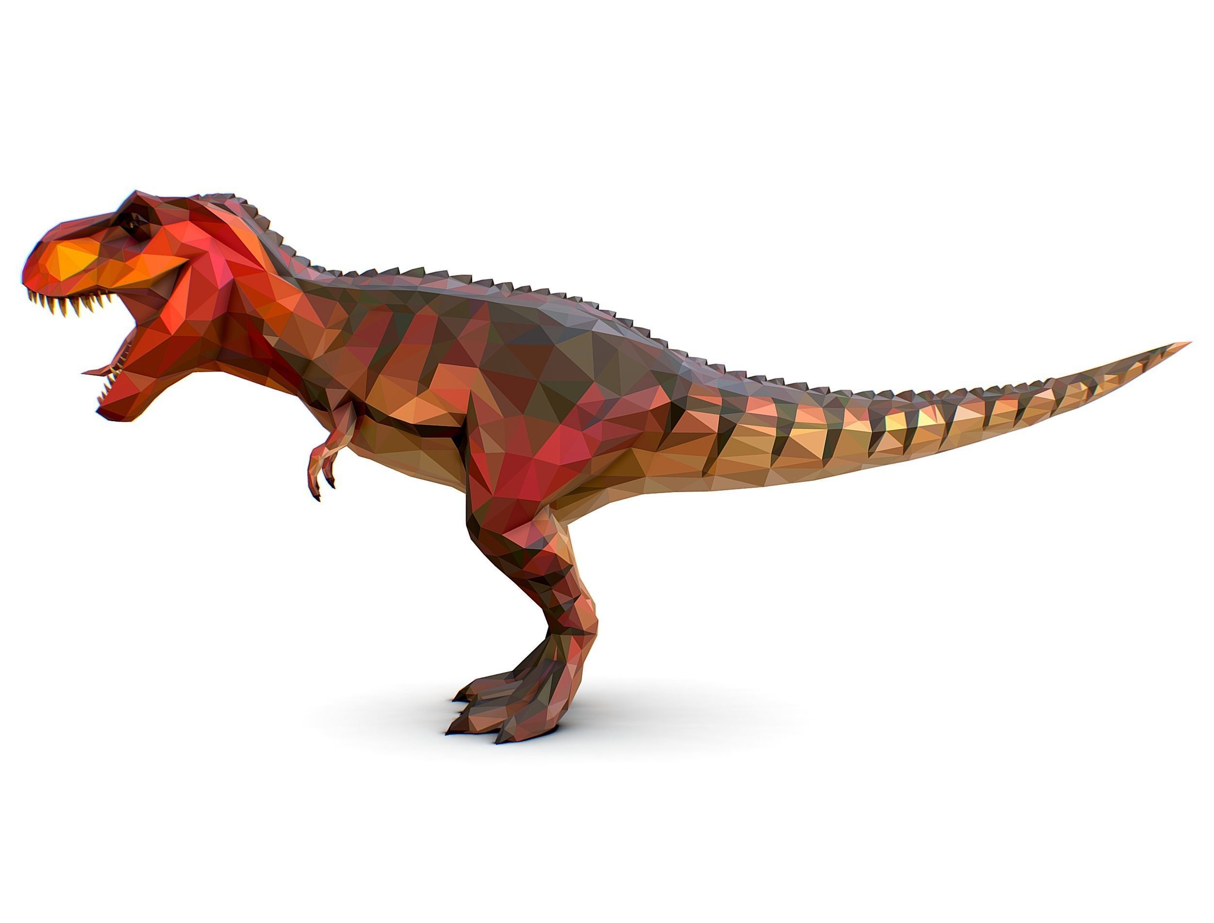 Dinosaur T-Rex Red Lowpoly Art Style Animal Low-poly 3D model_18