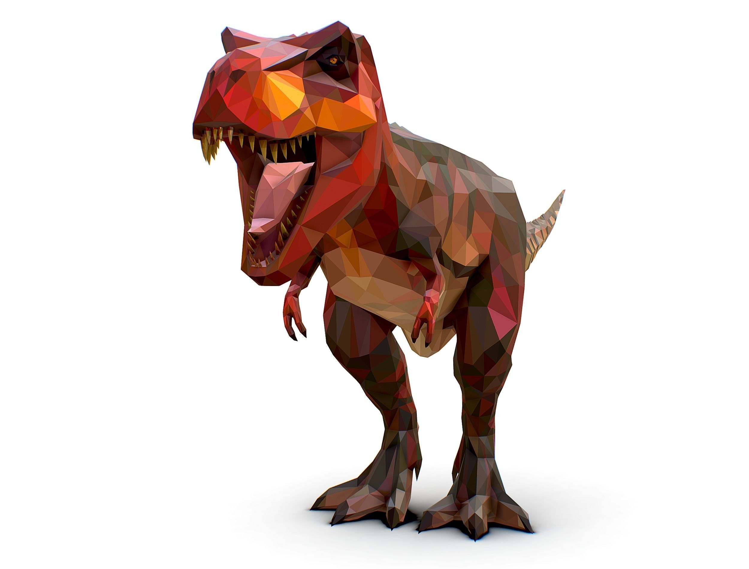 Dinosaur T-Rex Red Lowpoly Art Style Animal Low-poly 3D model_3