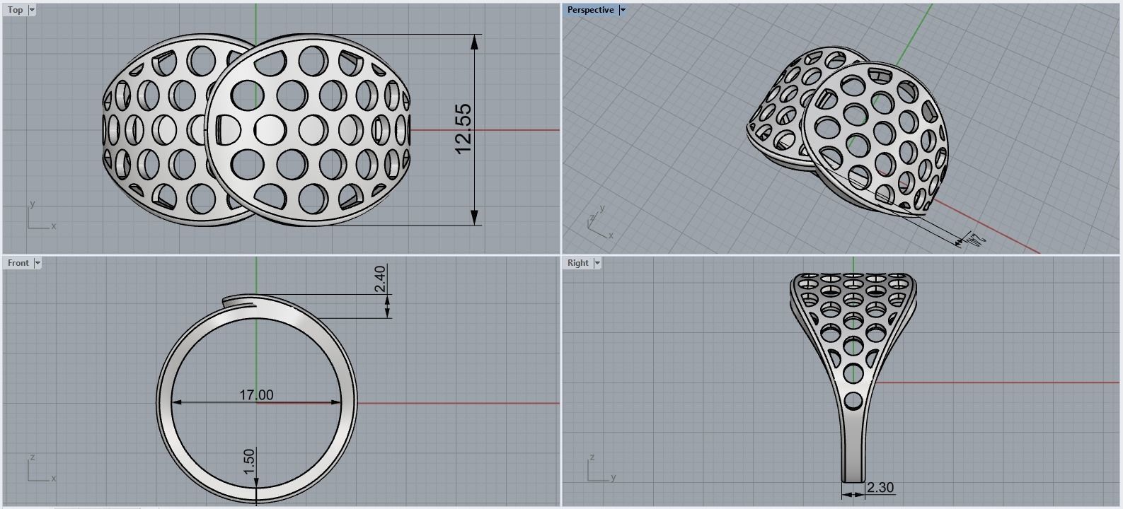 Lightweight ring with round holes  model 909 3D print model_4