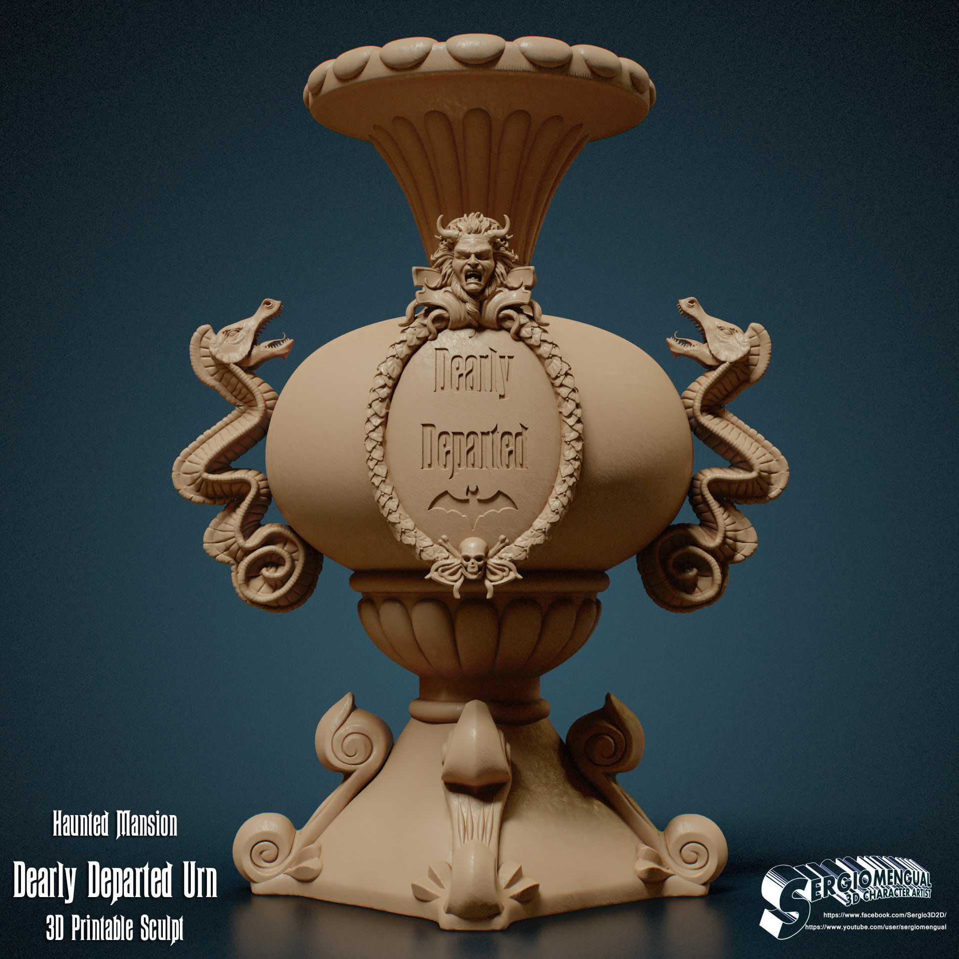 Haunted Mansion Dearly Departed Urn 3D Printable Sculpt 3D print model_1