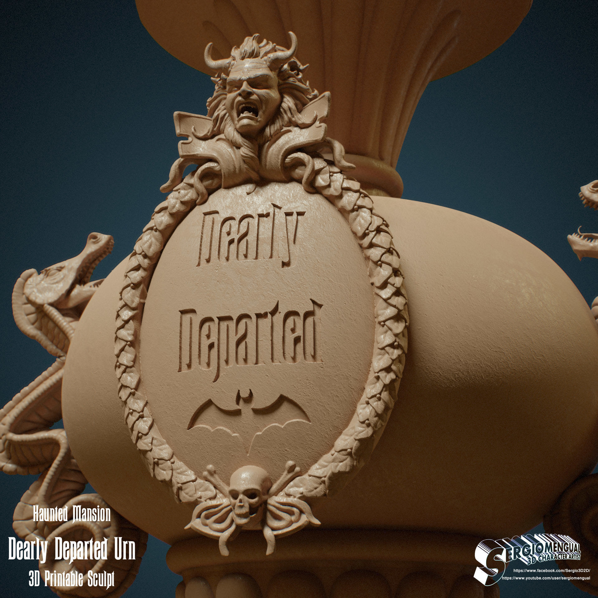 Haunted Mansion Dearly Departed Urn 3D Printable Sculpt 3D print model_4