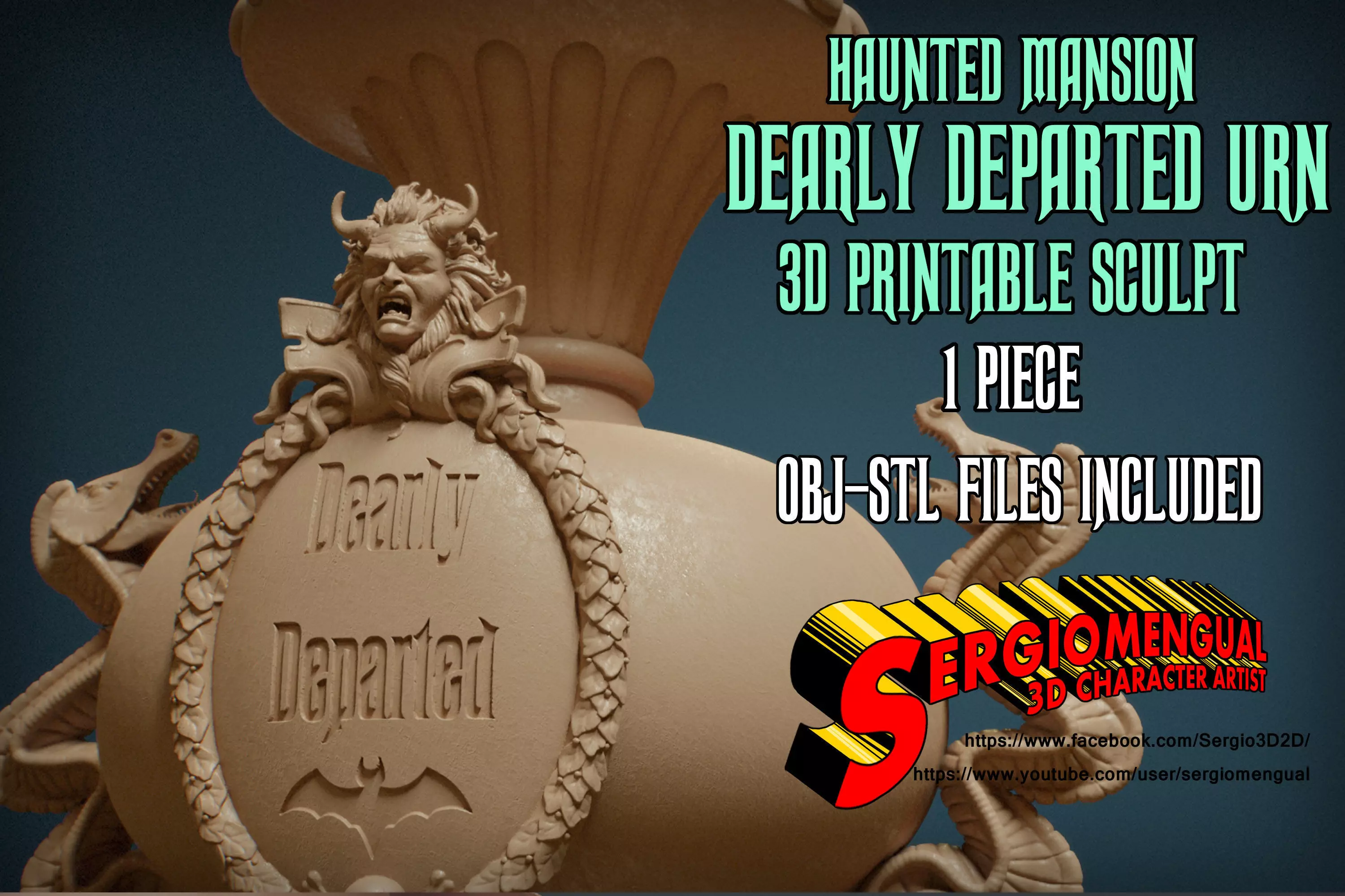 Haunted Mansion Dearly Departed Urn 3D Printable Sculpt 3D print model_0