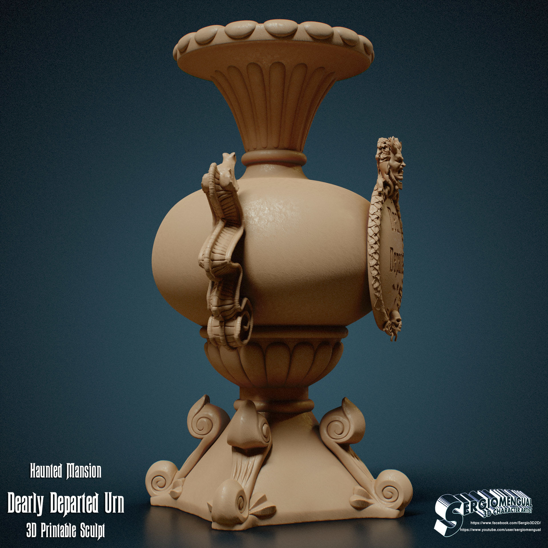 Haunted Mansion Dearly Departed Urn 3D Printable Sculpt 3D print model_5
