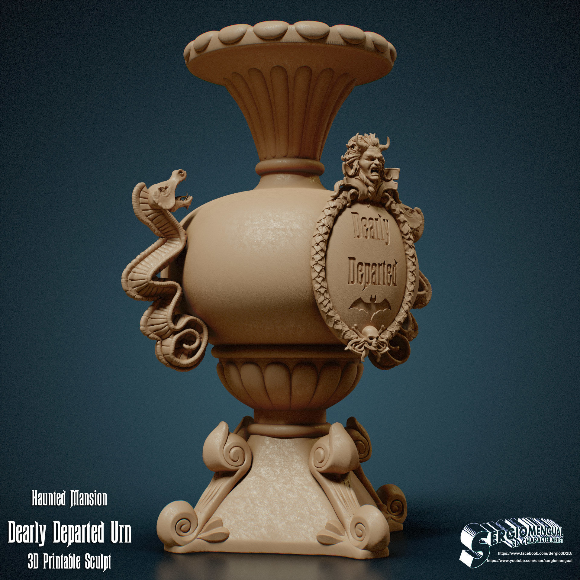 Haunted Mansion Dearly Departed Urn 3D Printable Sculpt 3D print model_2