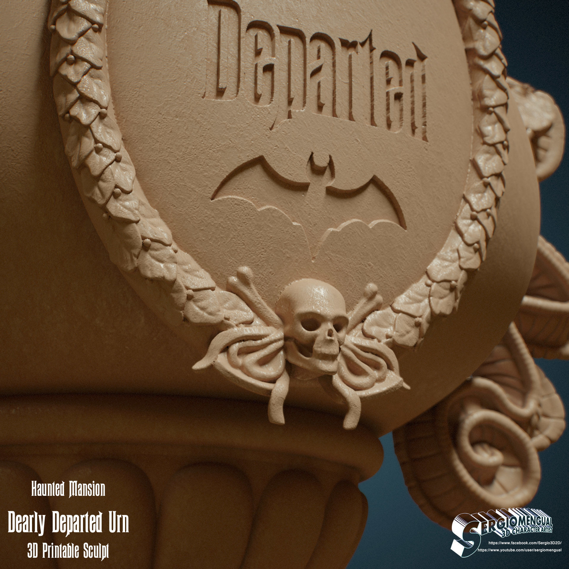 Haunted Mansion Dearly Departed Urn 3D Printable Sculpt 3D print model_12