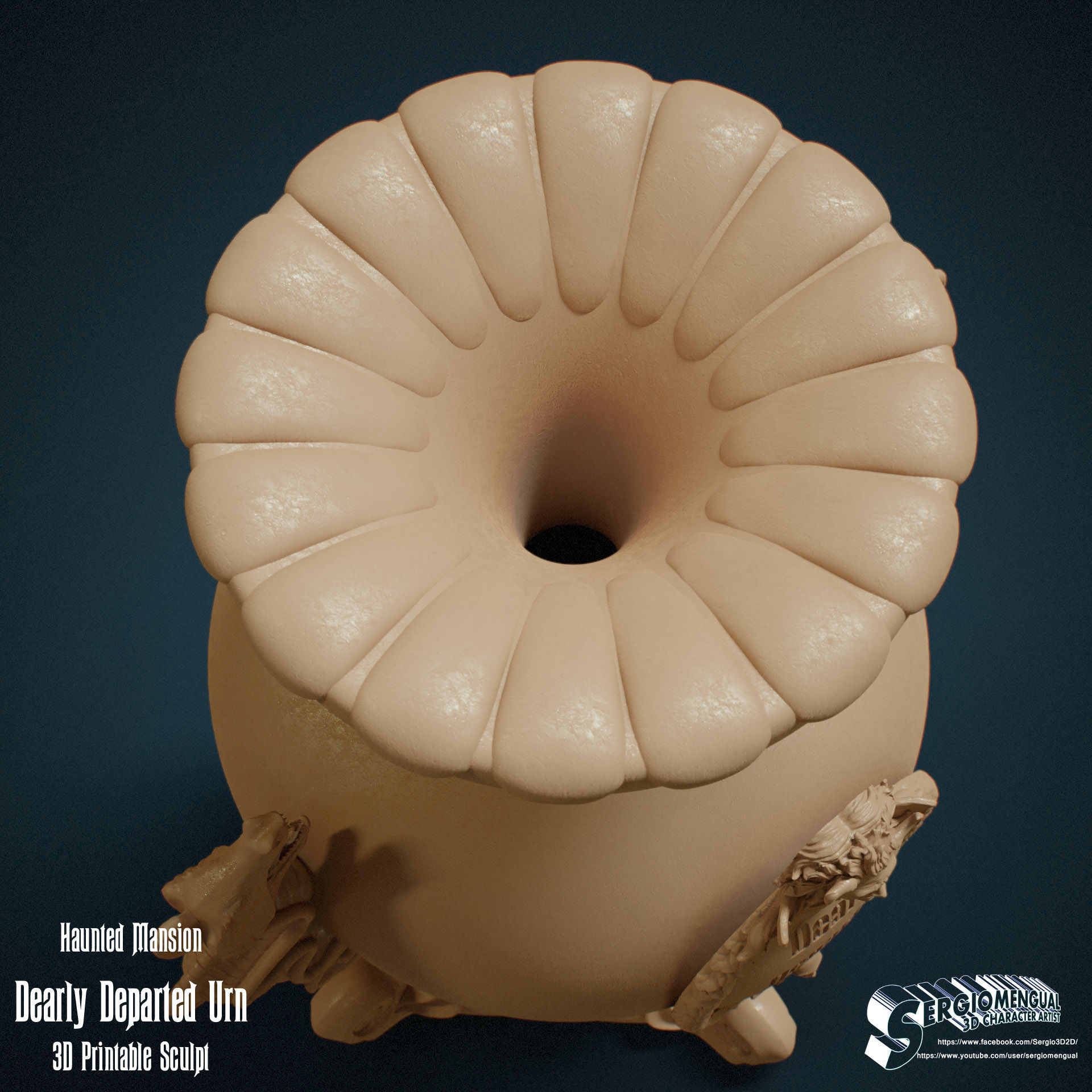 Haunted Mansion Dearly Departed Urn 3D Printable Sculpt 3D print model_8