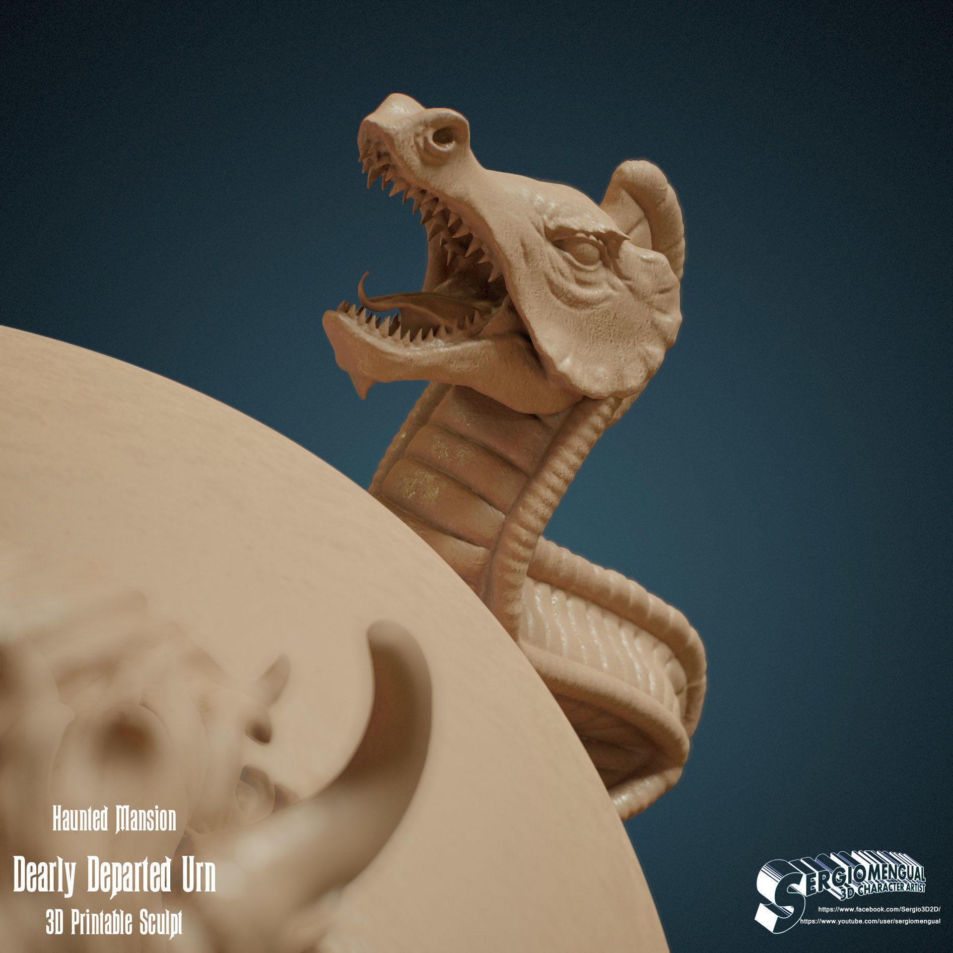 Haunted Mansion Dearly Departed Urn 3D Printable Sculpt 3D print model_7