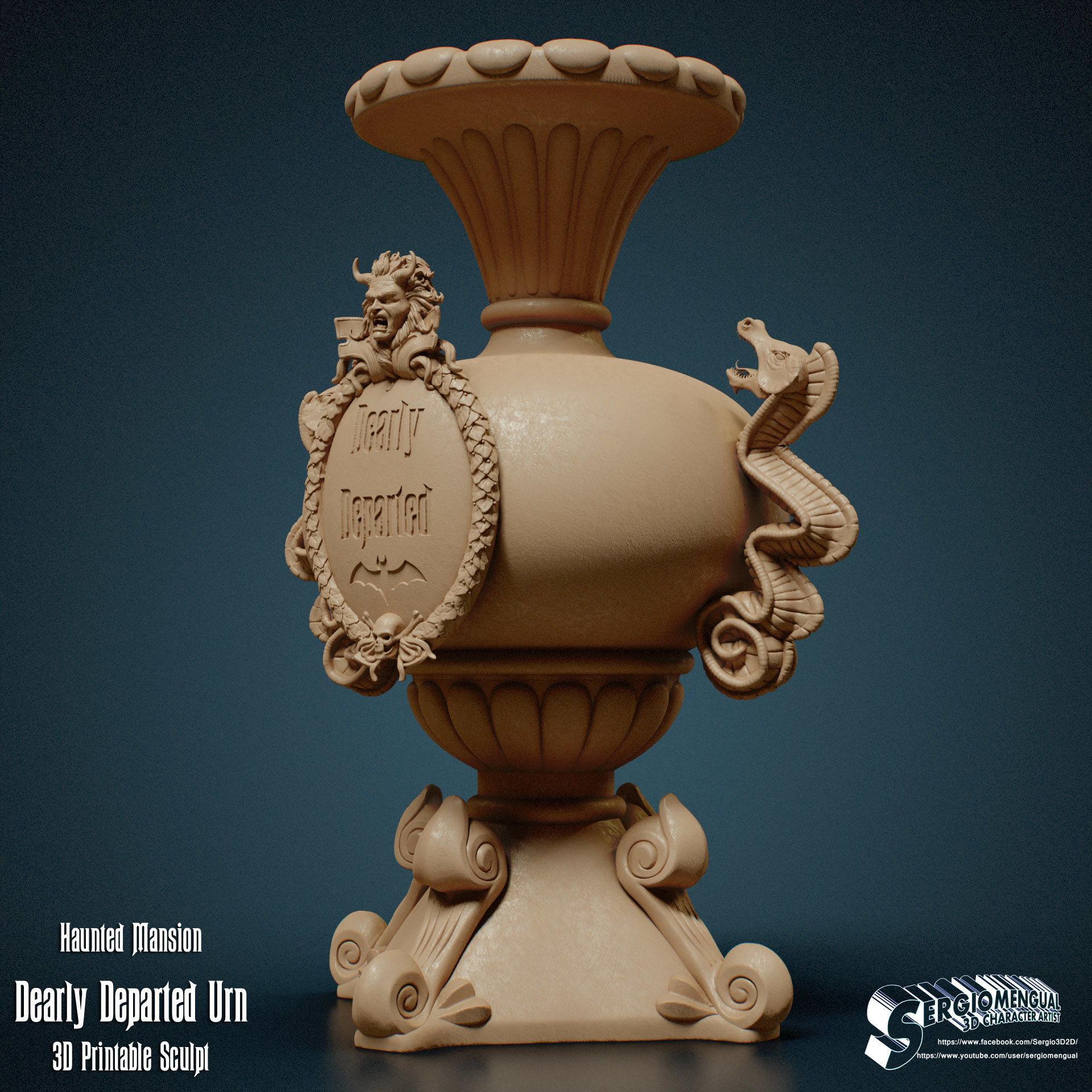Haunted Mansion Dearly Departed Urn 3D Printable Sculpt 3D print model_9