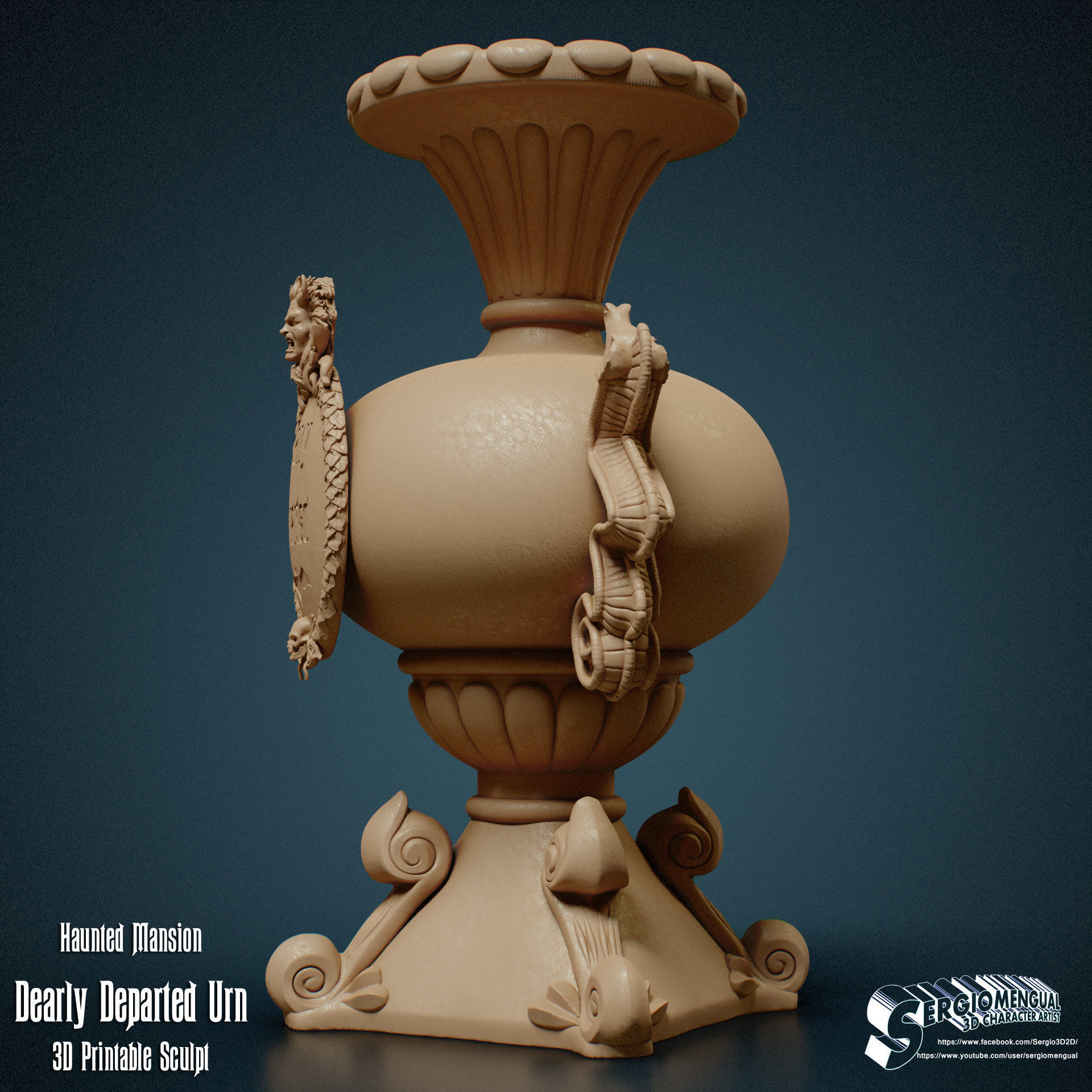 Haunted Mansion Dearly Departed Urn 3D Printable Sculpt 3D print model_10