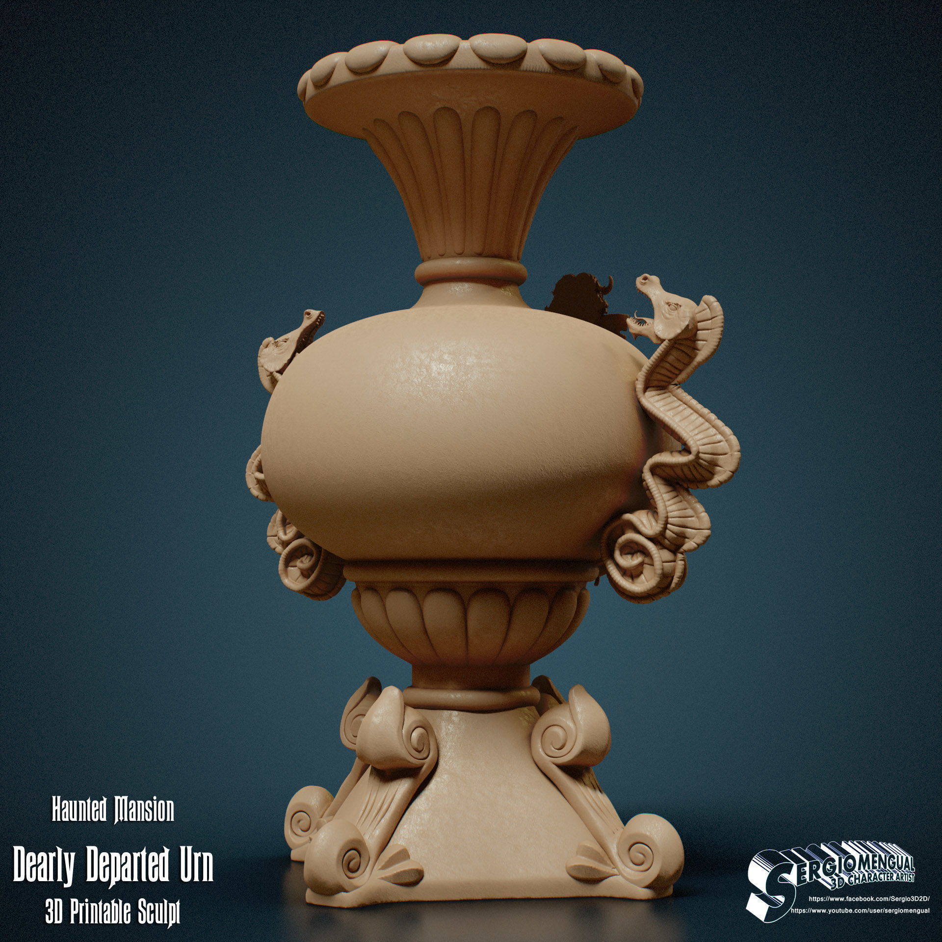 Haunted Mansion Dearly Departed Urn 3D Printable Sculpt 3D print model_6