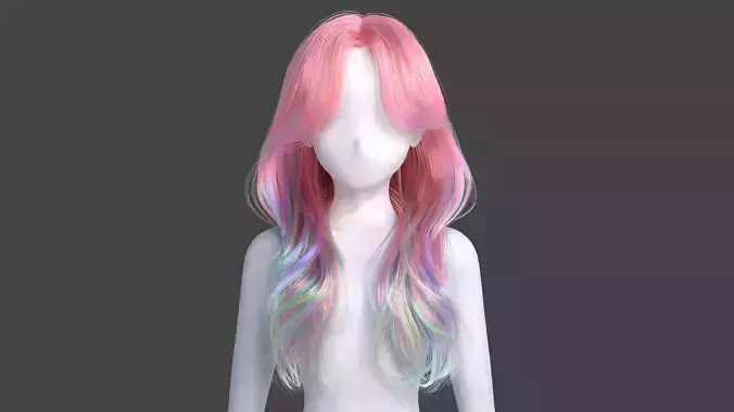 Long layered hairstyle-Hair particles - hair curves