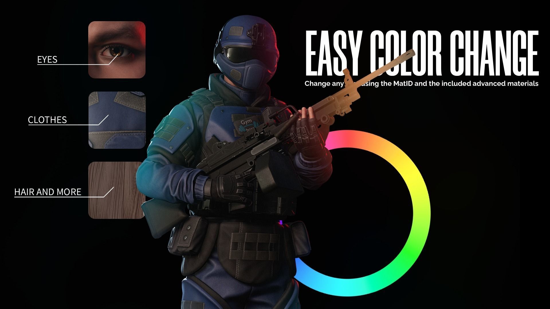 Rapid Fire Military Character - Heavy Low-poly 3D model_7