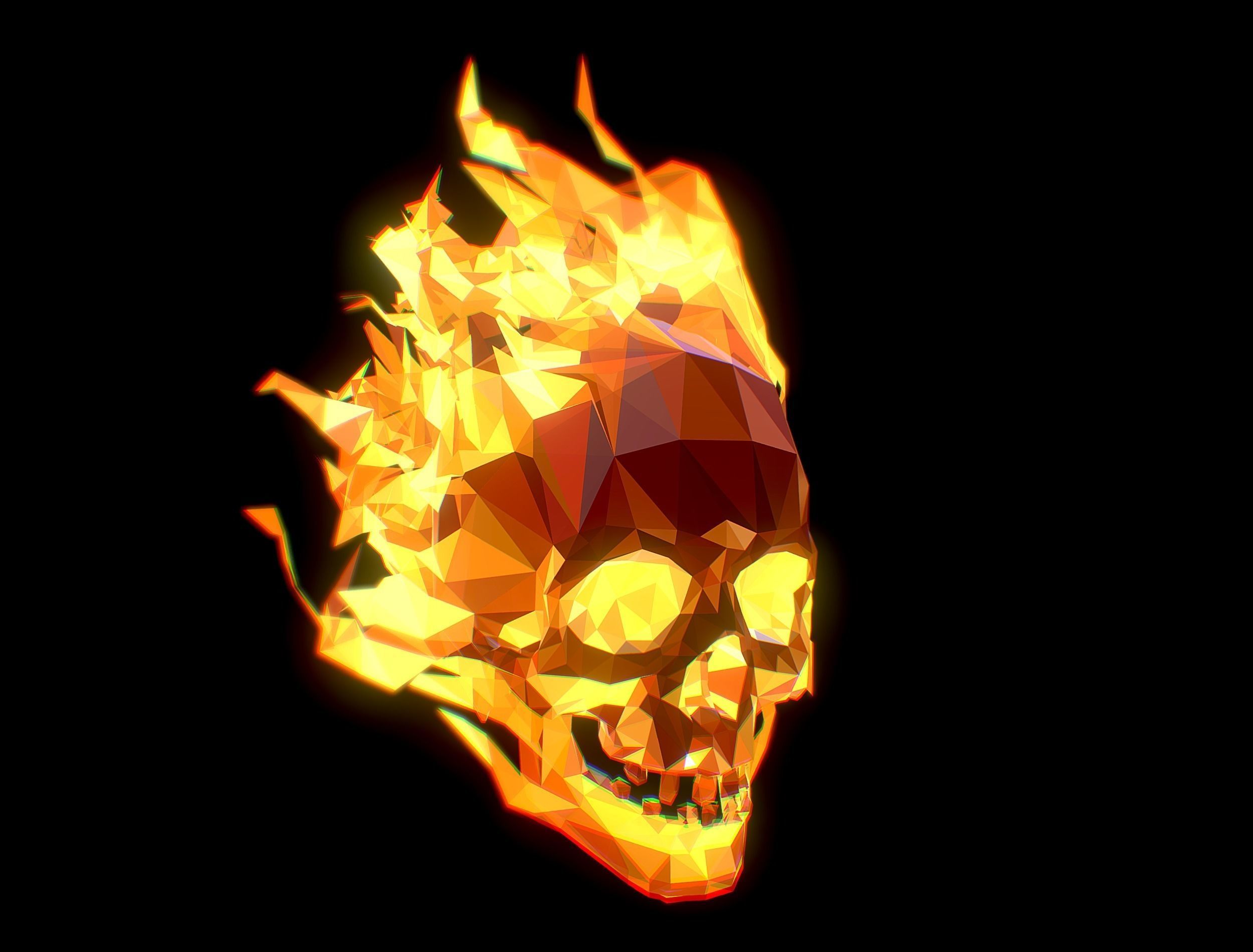 Animated Skull Low Poly Art Low-poly 3D model_3